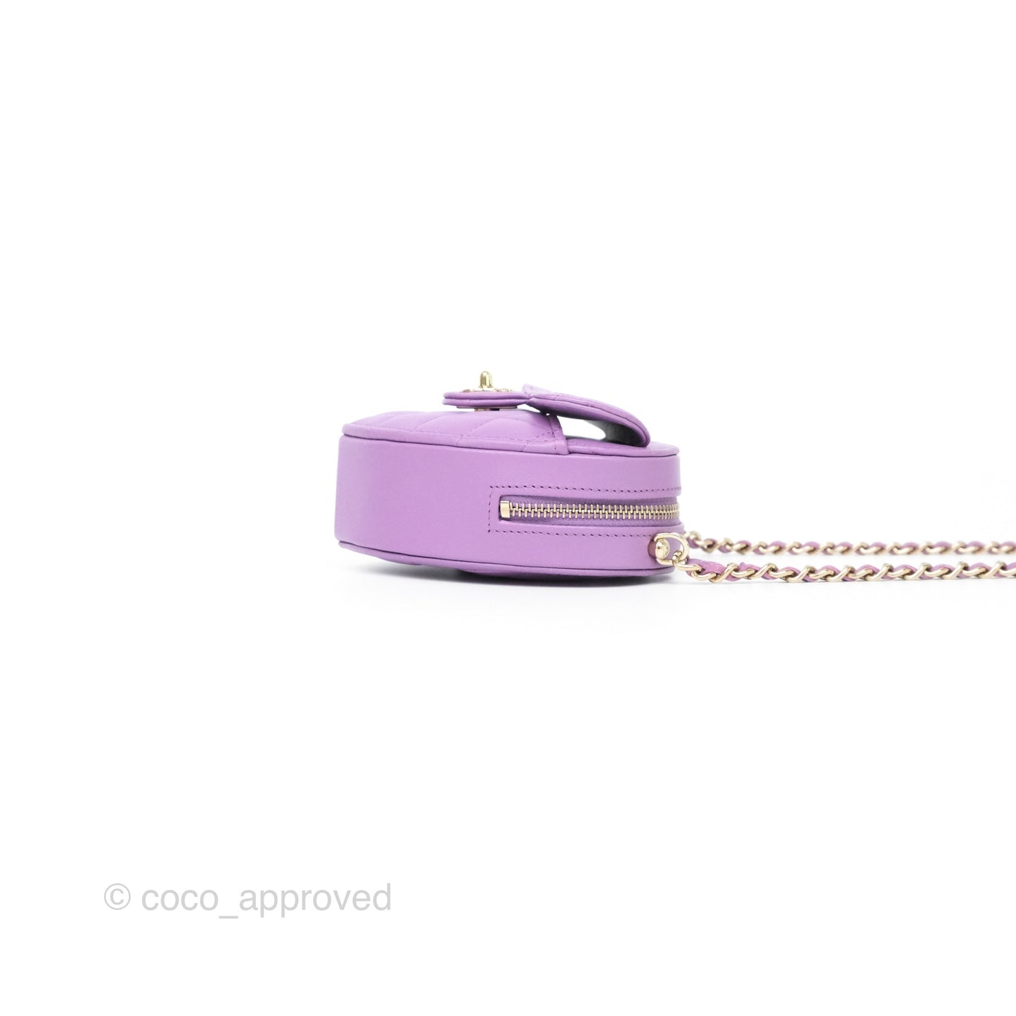 Chanel Small Heart Bag Purple Lambskin Gold Hardware 22S