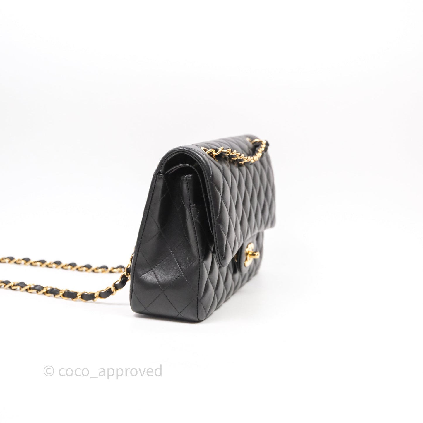 Chanel Classic M/L Medium Flap Quilted Black Lambskin Gold Hardware