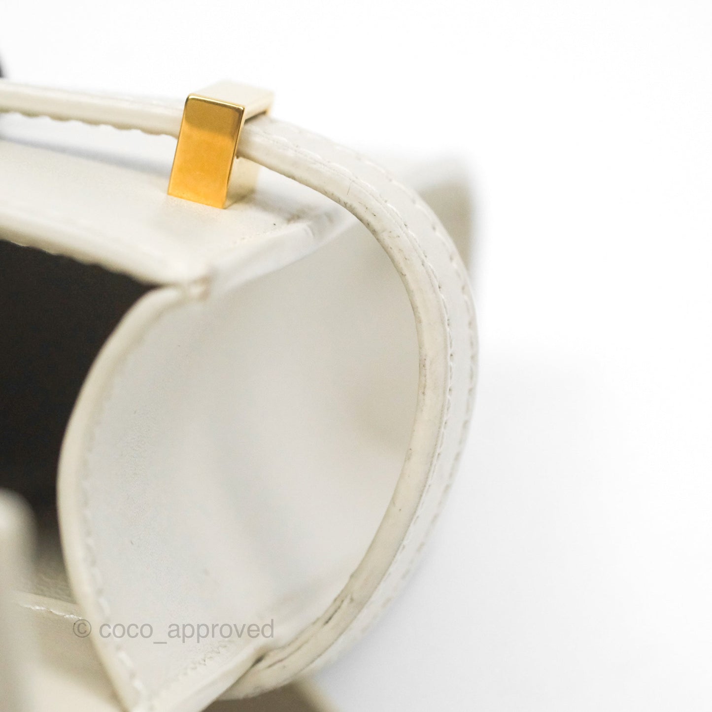 Saint Laurent Mini Manhattan Box Calfskin Blanc Vintage Gold Hardware