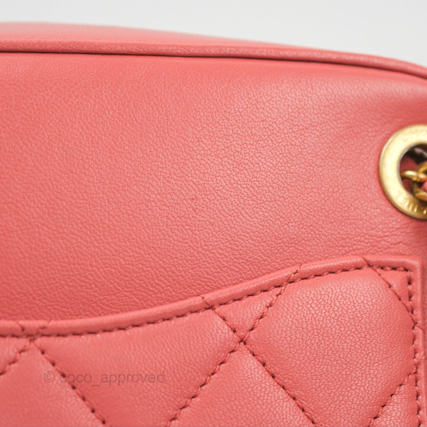 Chanel Chain Infinity Camera Case Pink Goatskin Aged Gold Hardware