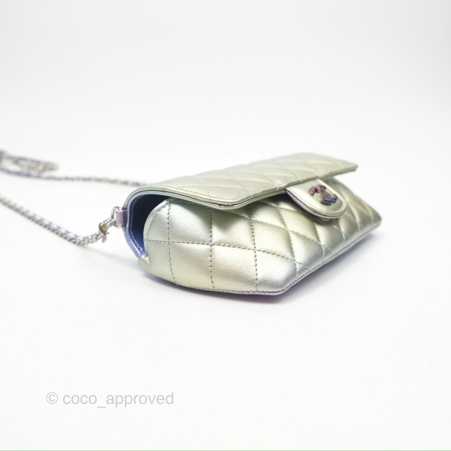 Chanel Quilted Case on Chain Iridescent Rainbow Calfskin