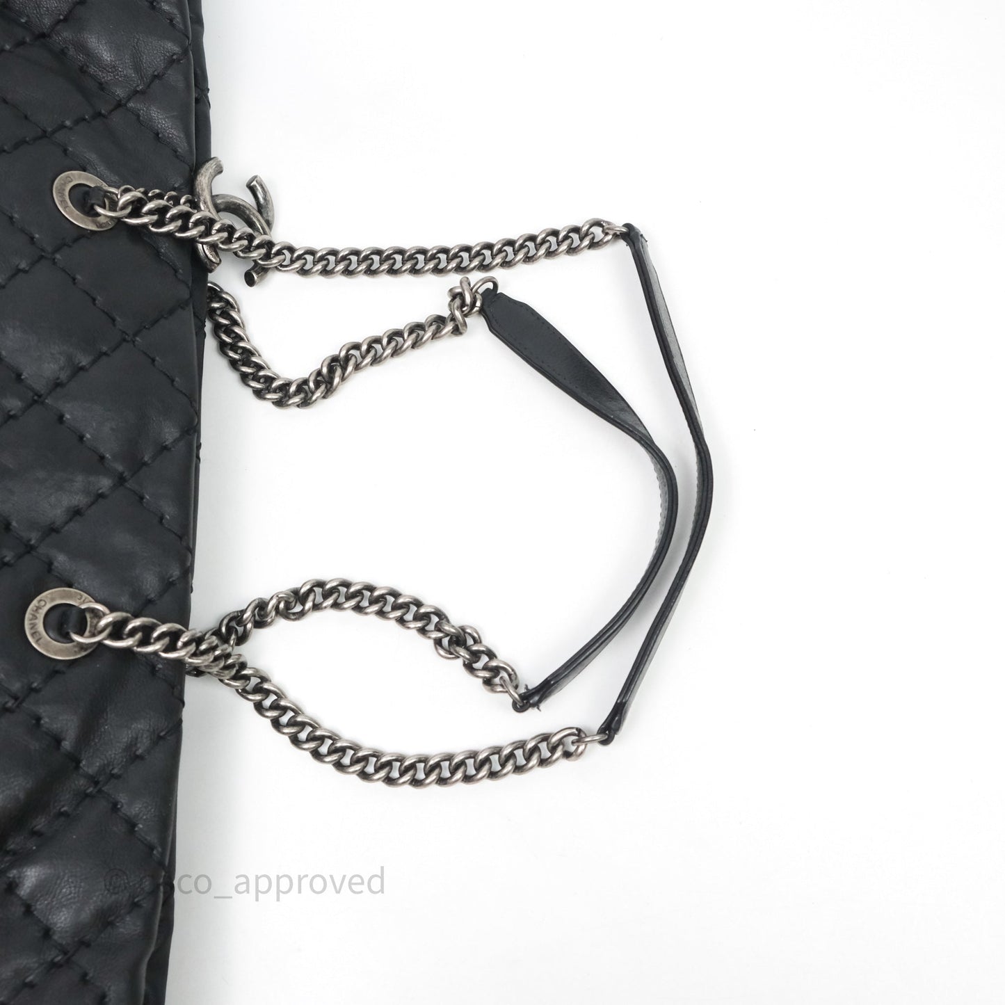 Chanel Ultimate Stitch Shopping Tote Black Calfskin Aged Silver Hardware