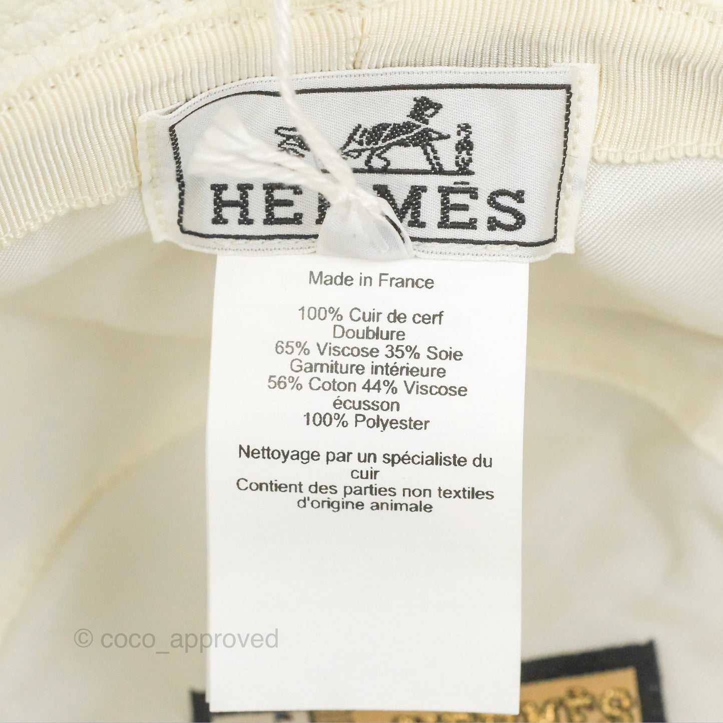 Hermes Calvi Bucket Hat Blanc Casse Deerskin=