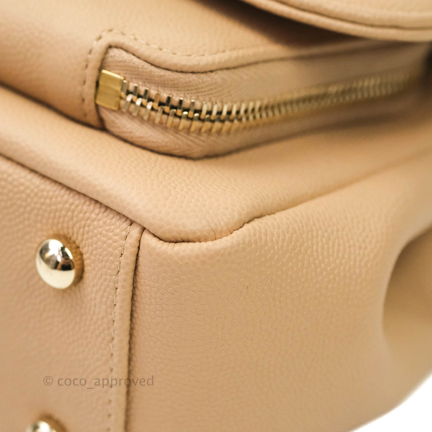 Chanel Quilted Small Business Affinity Flap Beige Caviar Light Gold Hardware