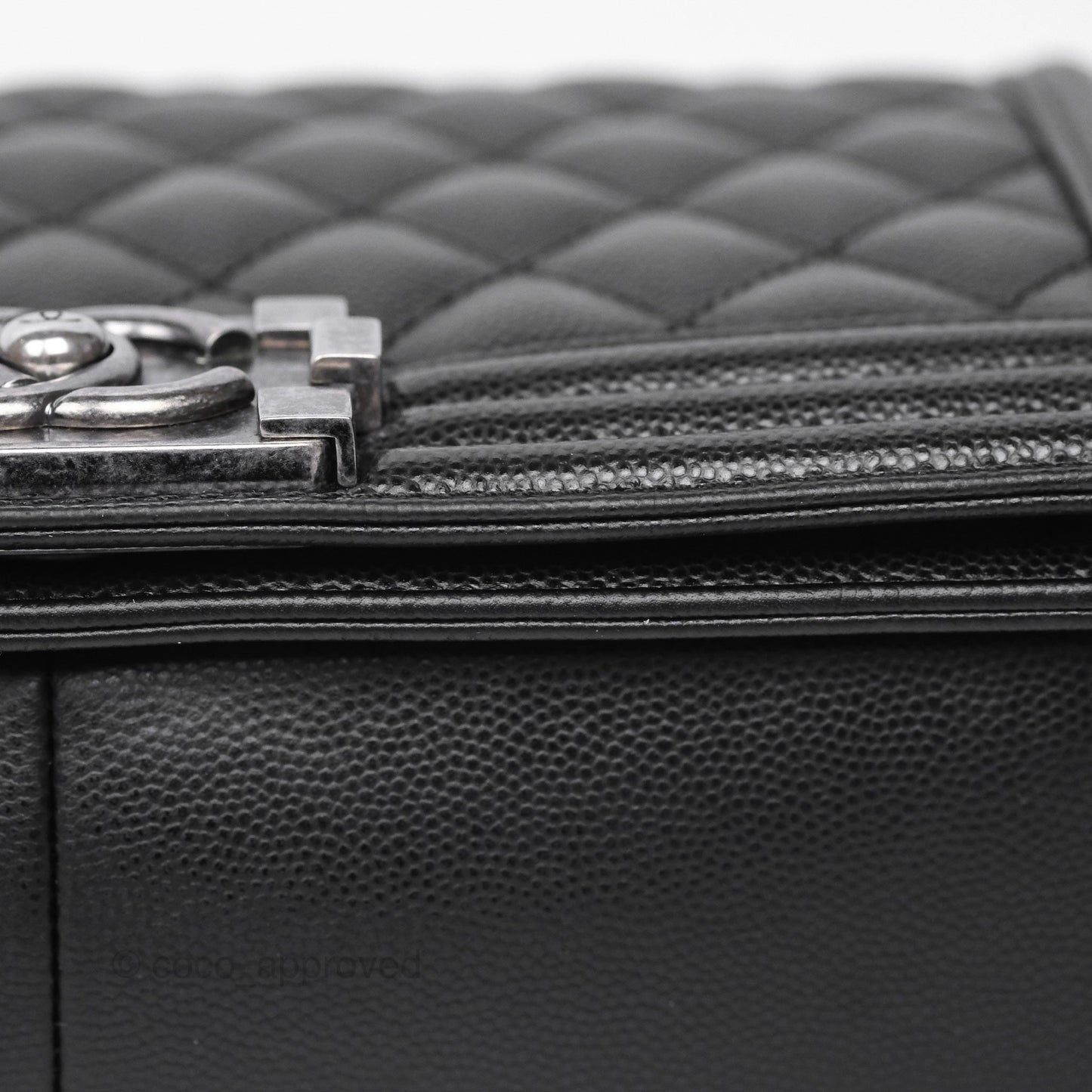 Chanel Medium Boy Quilted Black Caviar Ruthenium Hardware