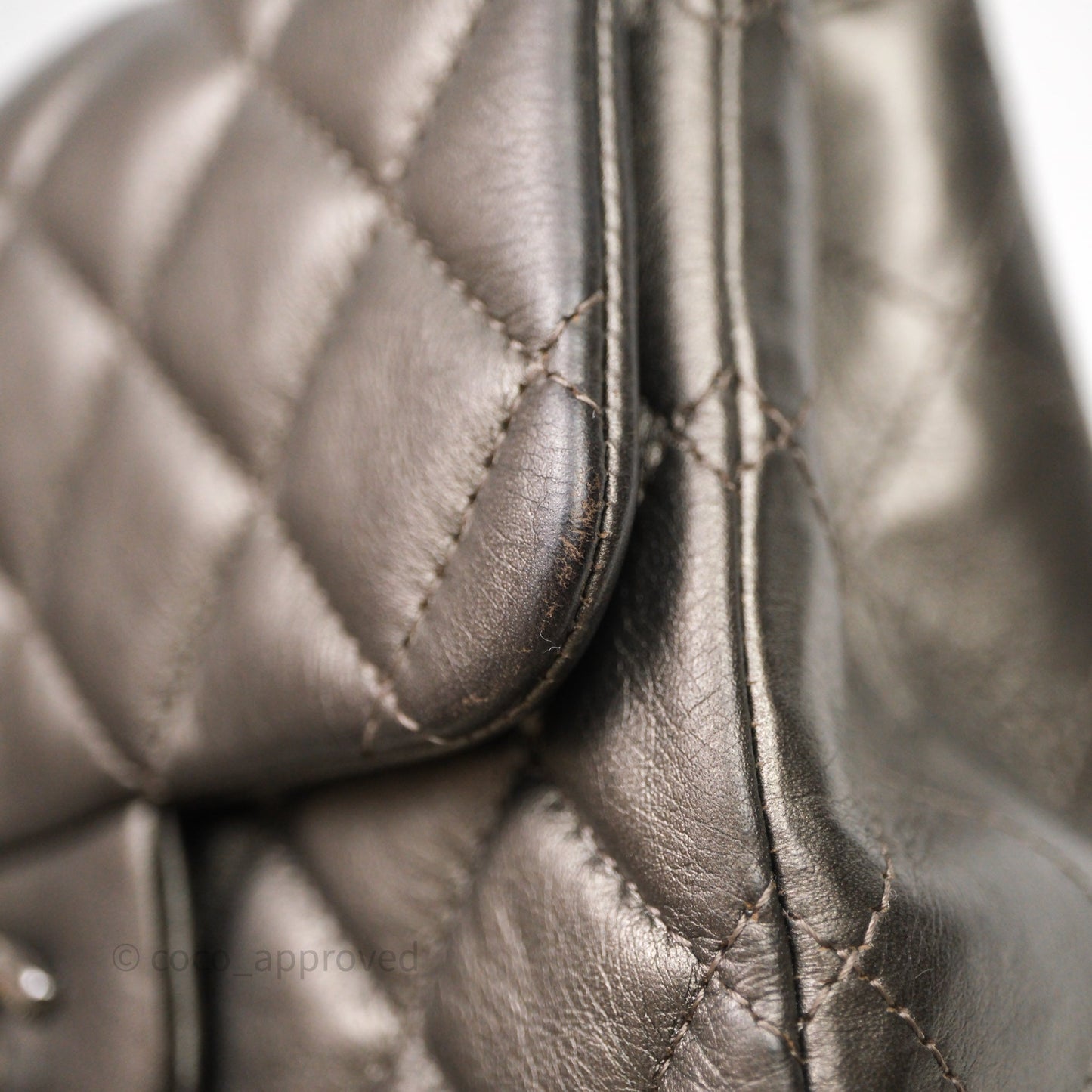 Chanel Mini Square Metallic Dark Grey Lambskin Dark Silver Hardware