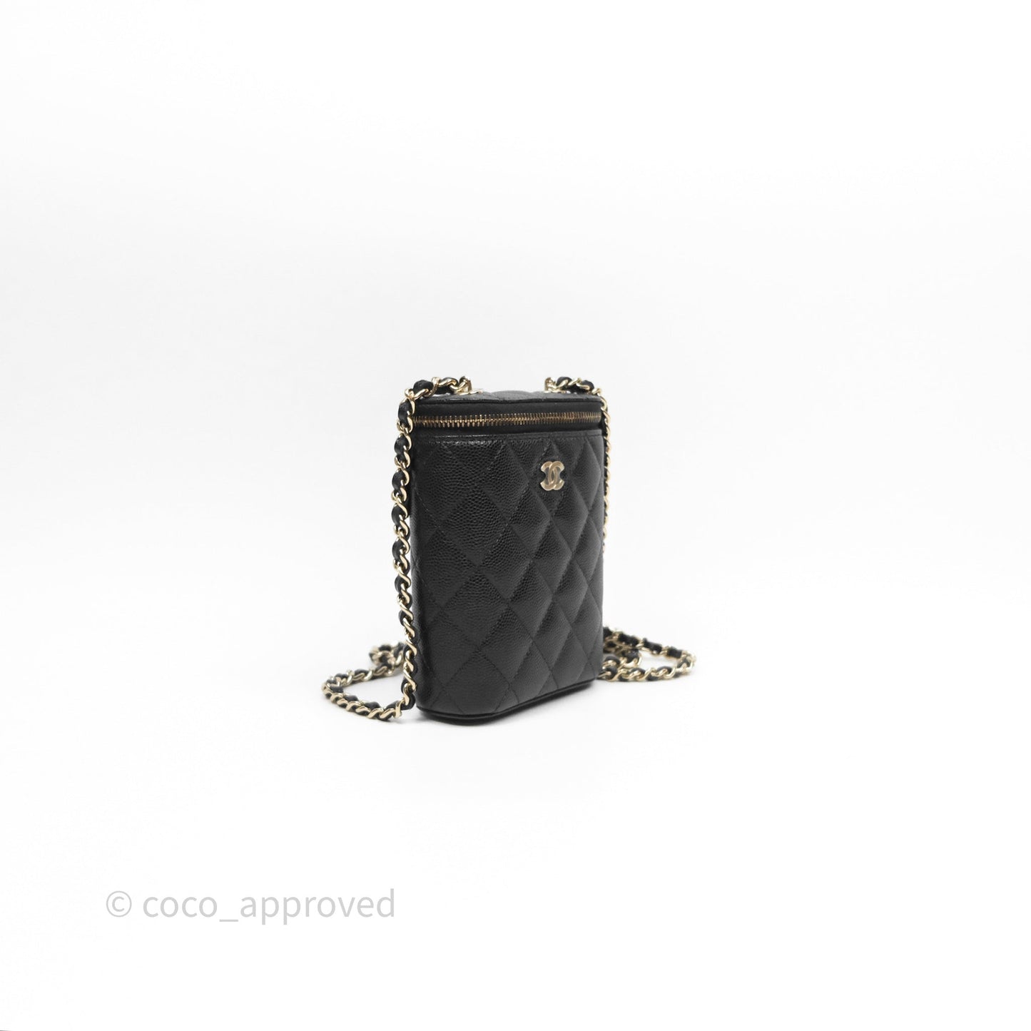 Chanel Classic Mini Vanity With Chain Black Caviar Gold Hardware