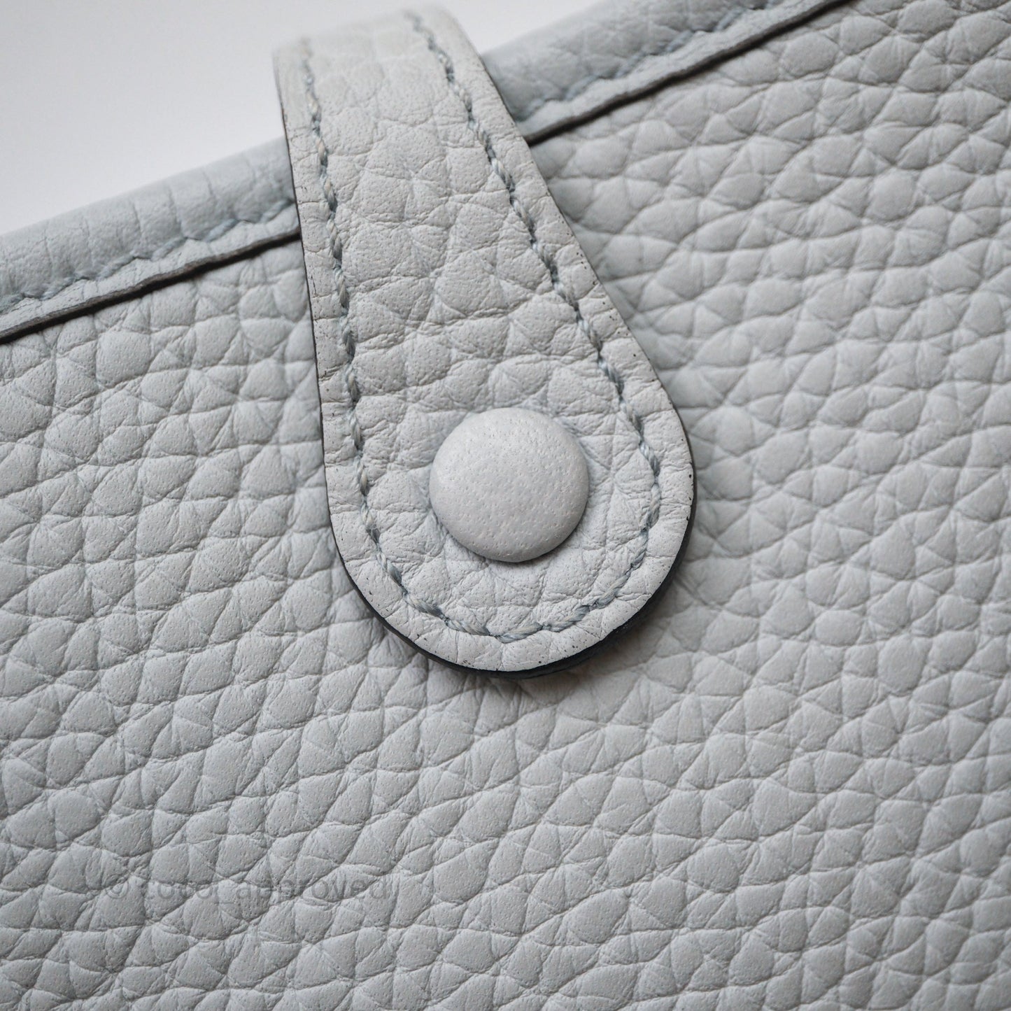 Hermès Mini Evelyne 16  Bleu Pale 08 Clemence Gold Hardware