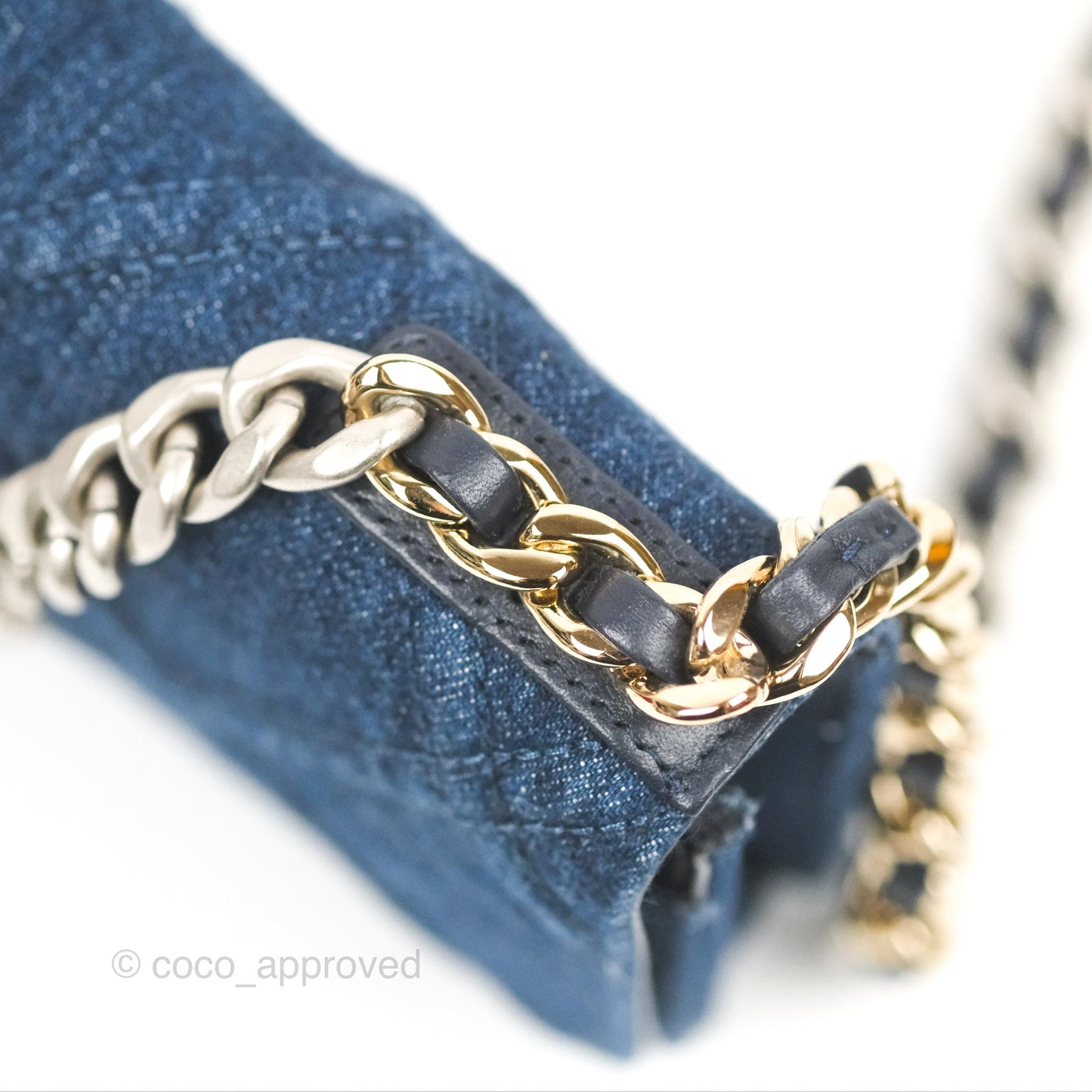 Chanel 19 Wallet on Chain WOC Blue Denim Mixed Hardware