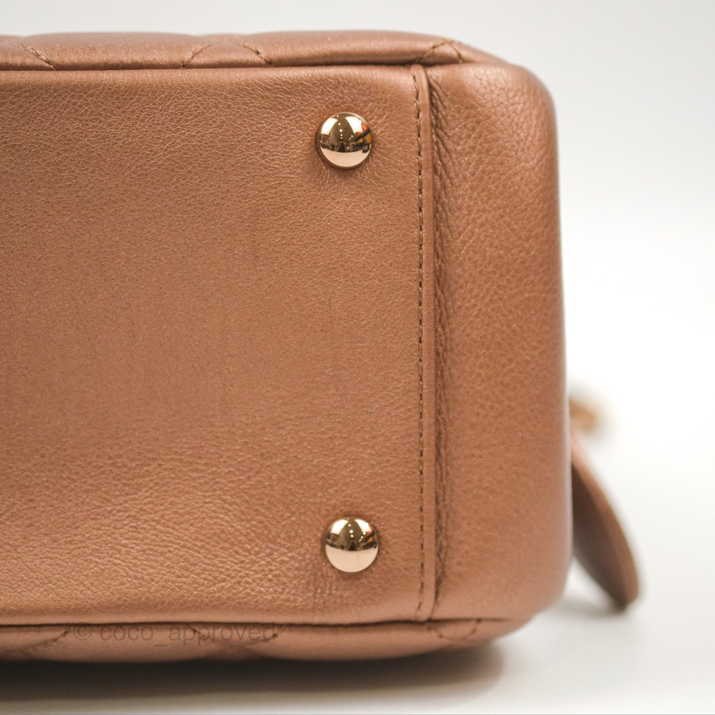 Chanel Quilted Small CC Eyelet Tote Copper Iridescent Goatskin Rose Gold