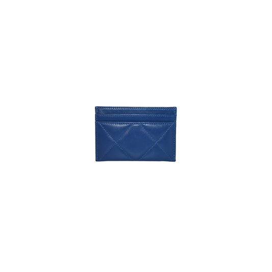 Luxury Chanel bag 19 Quilted Goatskin Card Holder Dark Blue
