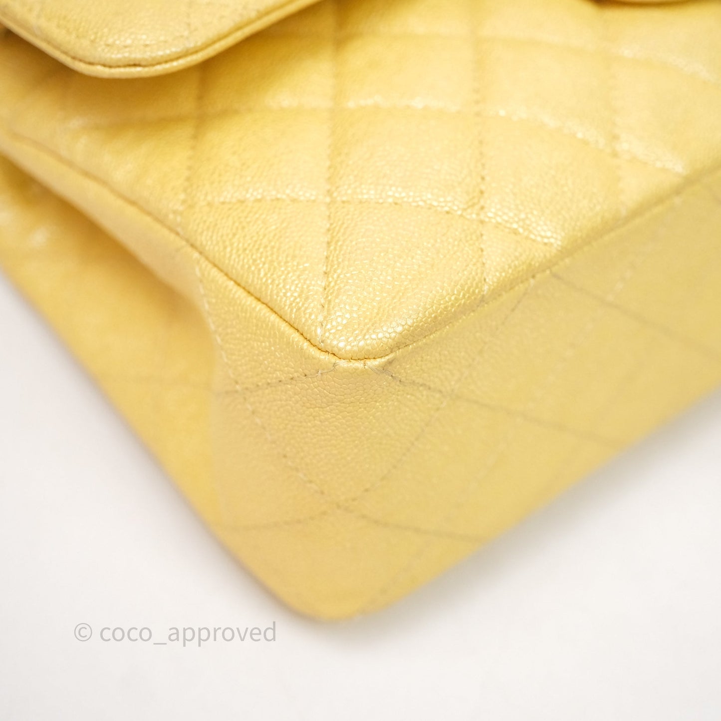 Chanel Small Classic Quilted Flap Iridescent Yellow Caviar Gold Hardware