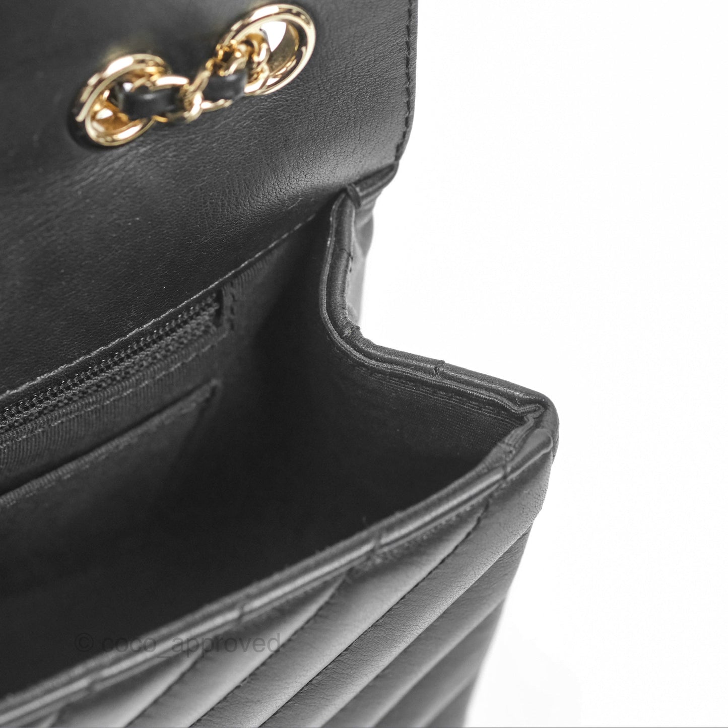 Chanel Small Statement Chevron Flap Bag Black Calfskin Gold Hardware