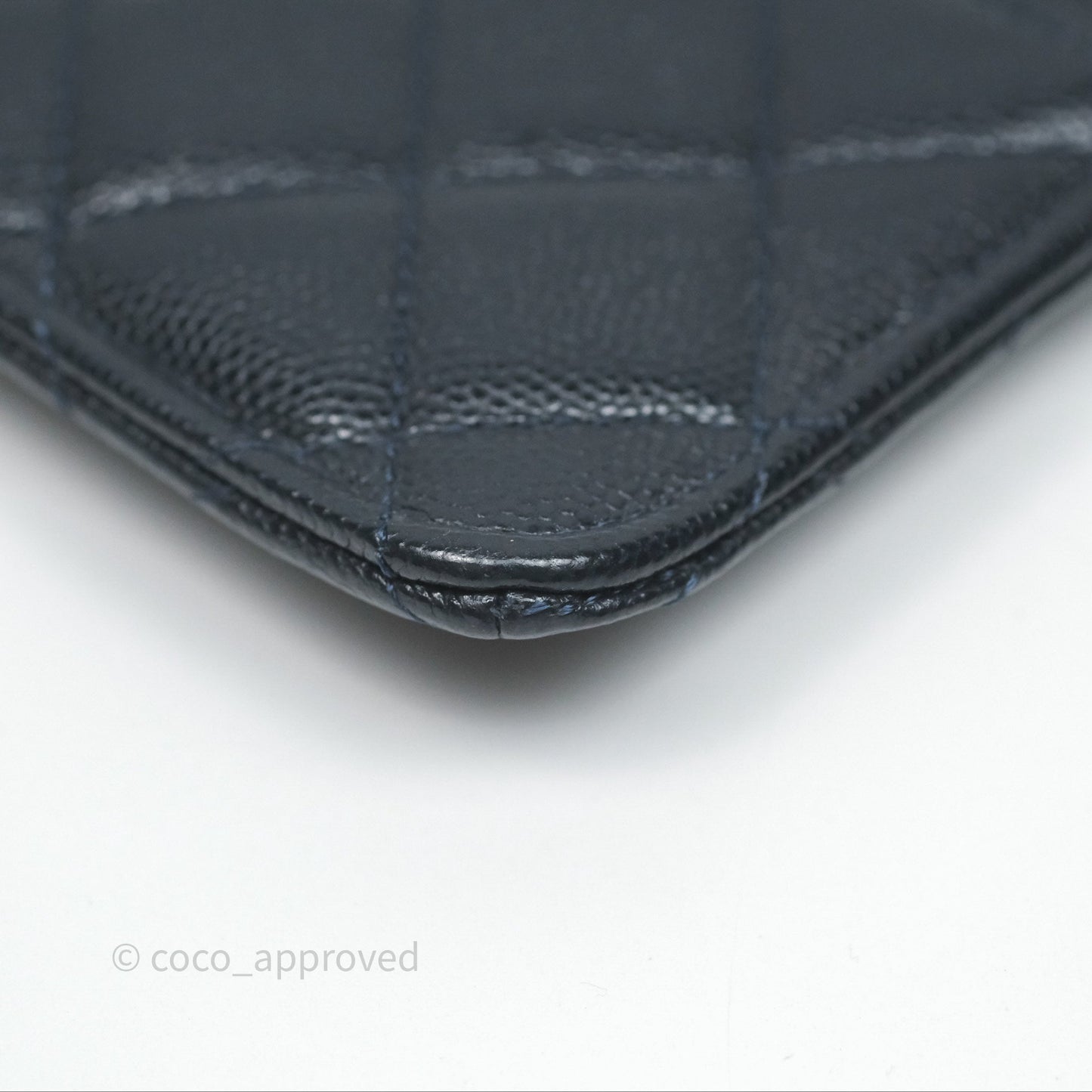 Chanel Classic Flat Navy Caviar Wallet Pouch Gold Hardware