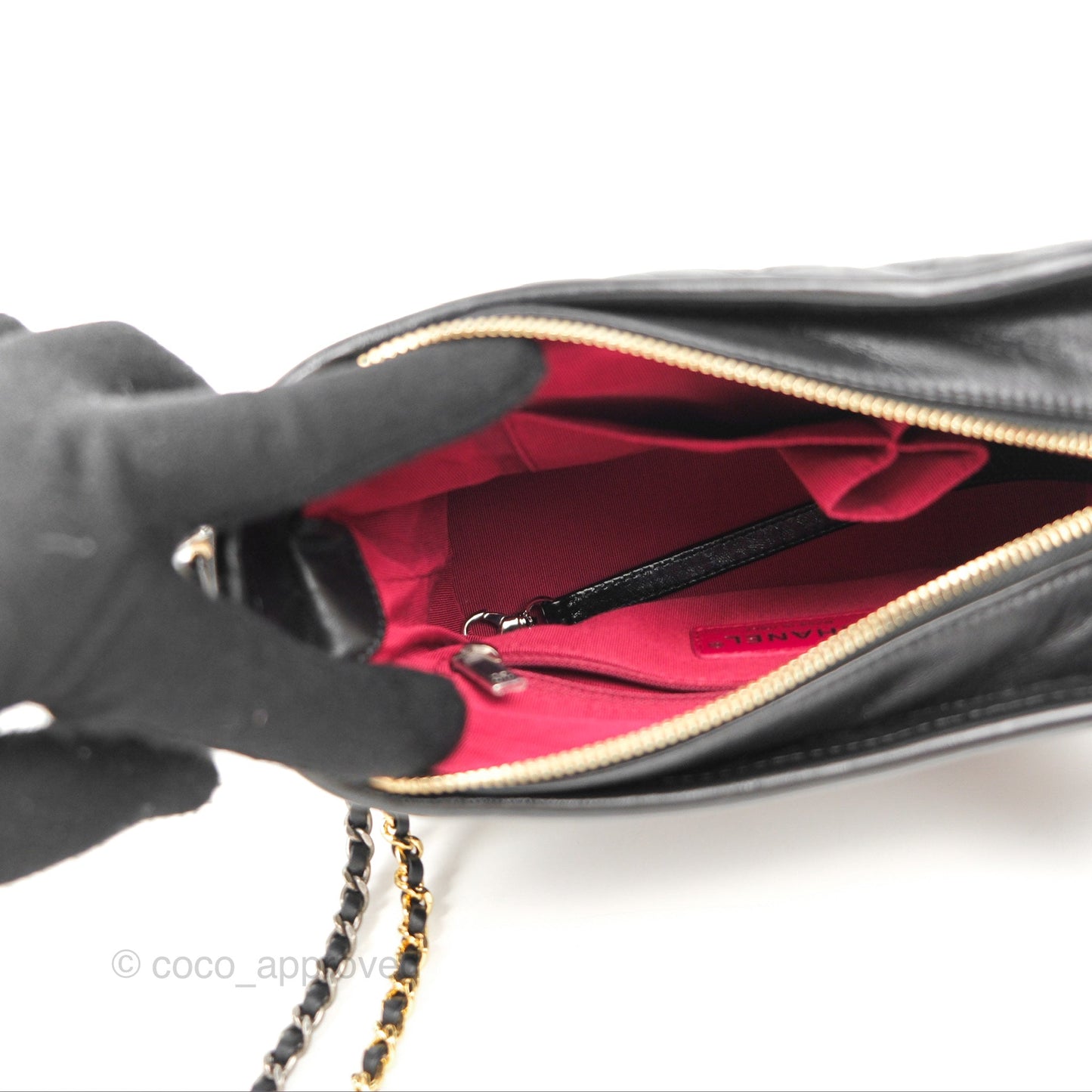 Chanel Chevron Small Gabrielle Hobo Black Aged Calfskin Mixed Hardware