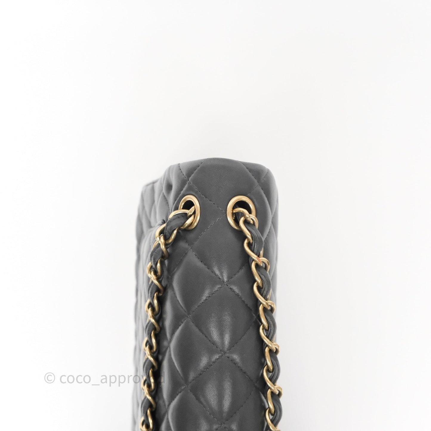 Chanel Jumbo Double Flap Dark Grey Lambskin Brushed Gold Hardware⁣⁣