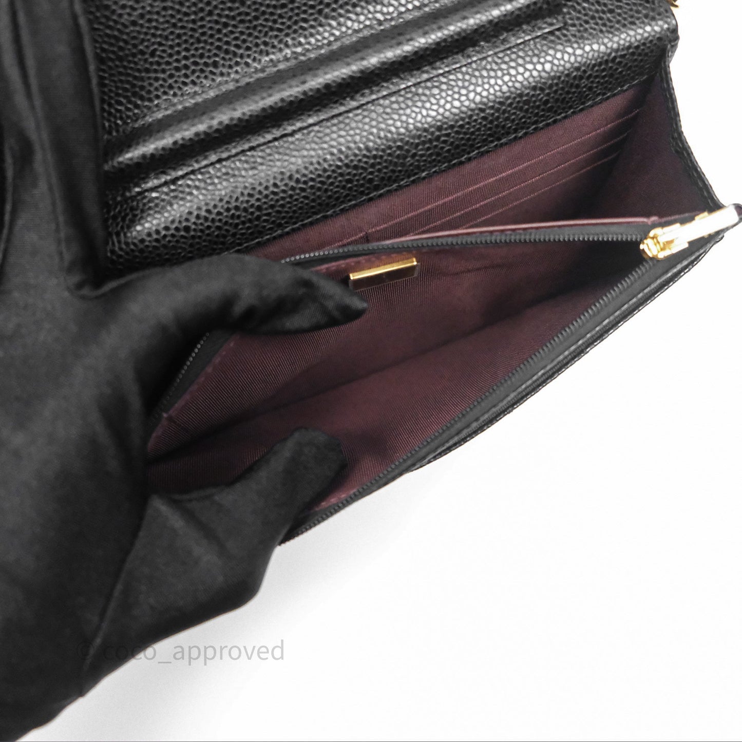 Chanel Classic Wallet On Chain WOC Quilted Black Caviar Gold Hardware