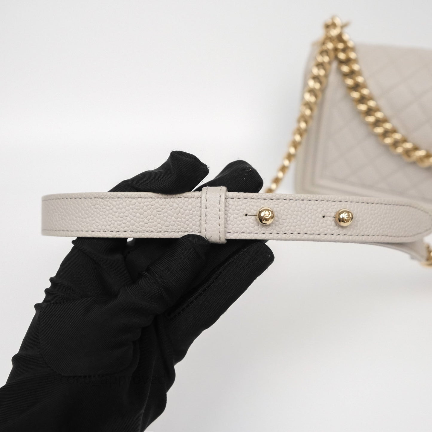 Chanel Medium Boy Quilted Grey Caviar Gold Hardware