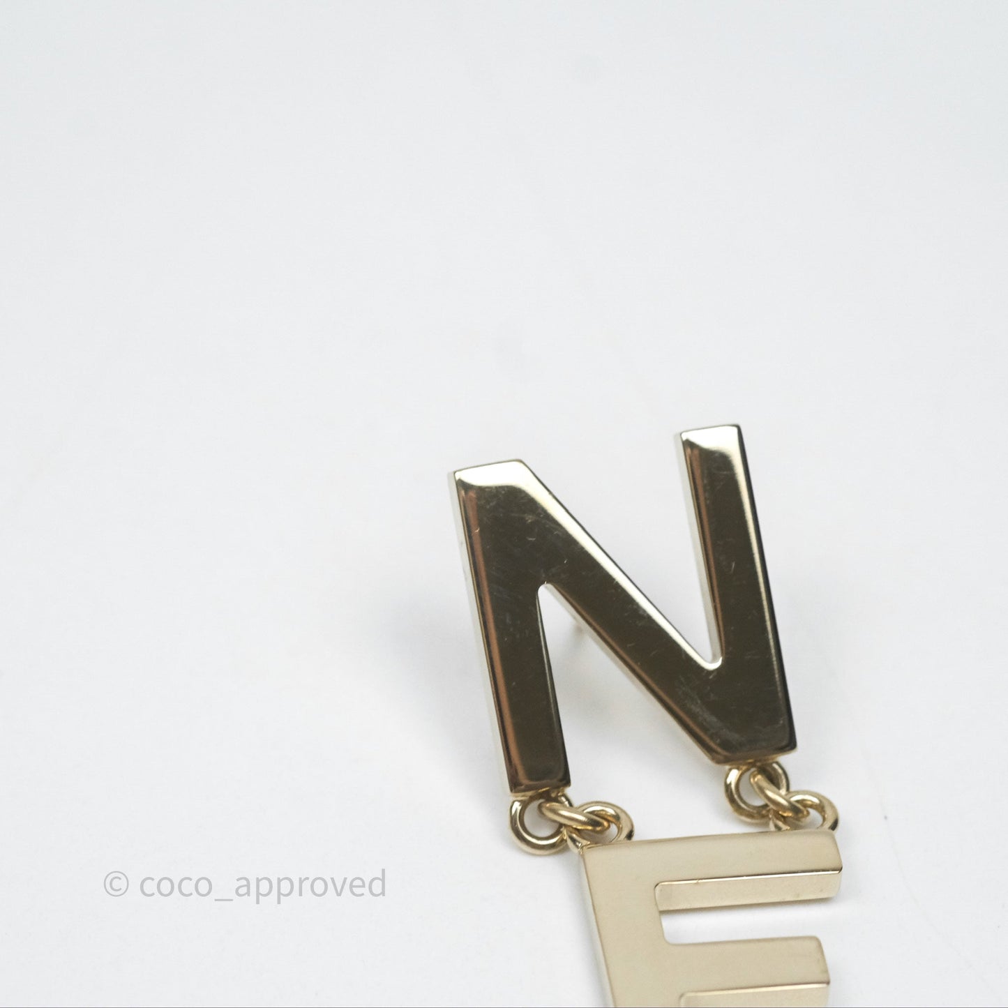 Chanel Letter Cha-Nel Logo Drop Earrings Gold Tone 20V