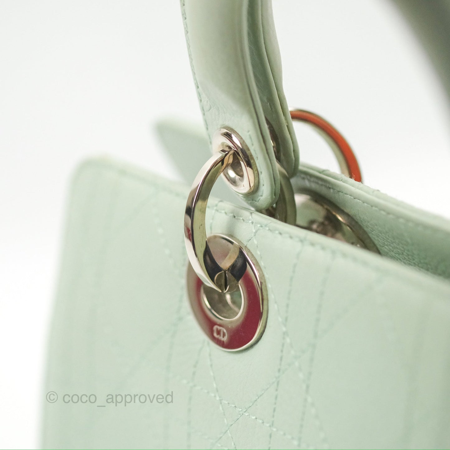 Dior East West Lady Dior Mint Green Calfskin Silver Hardware