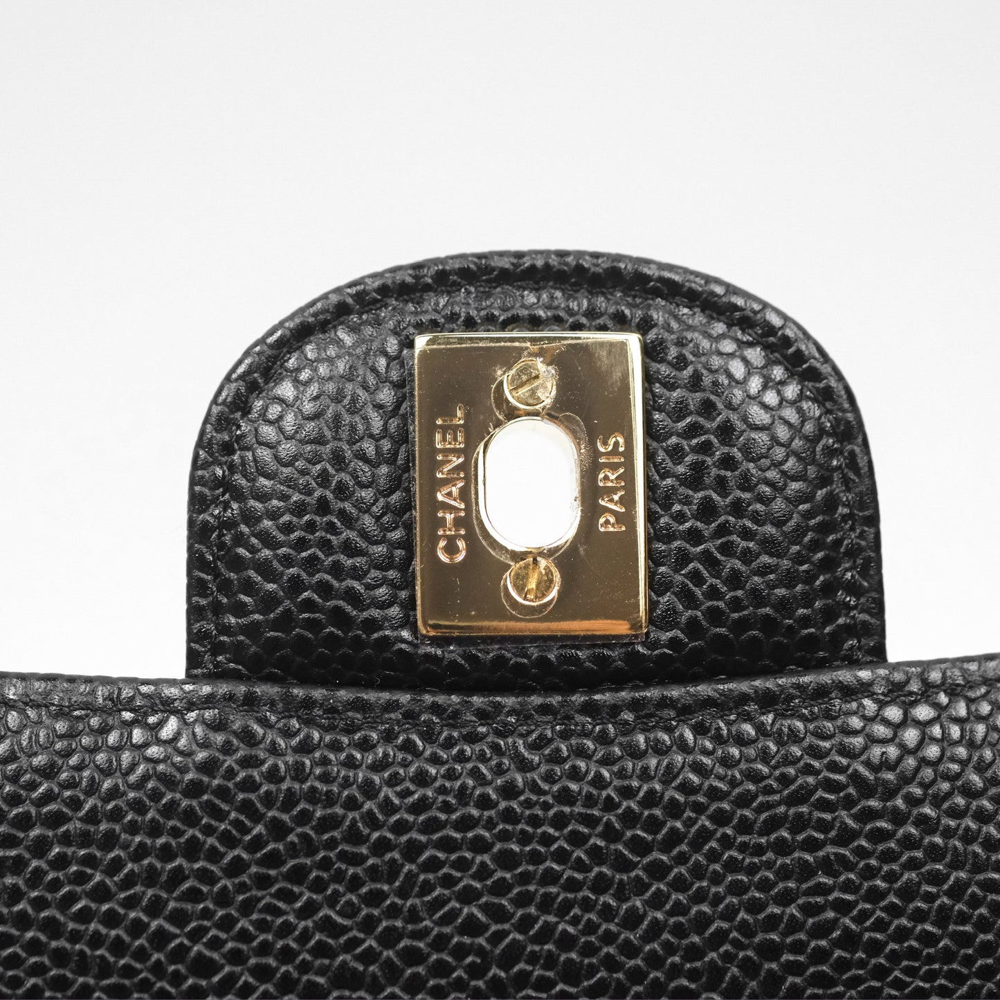 Chanel Classic M/L Medium Flap Quilted Black Caviar Gold Hardware