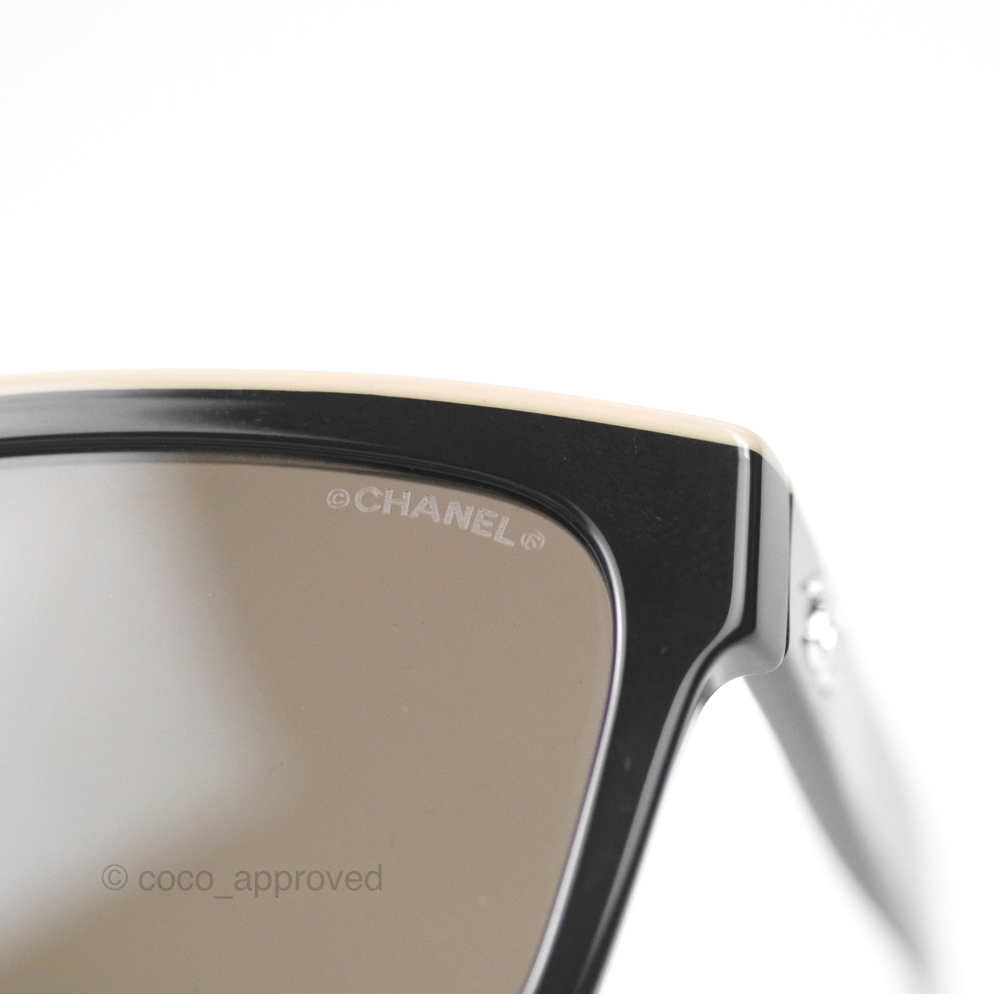 Chanel Acetate Square Sunglasses Black/Beige