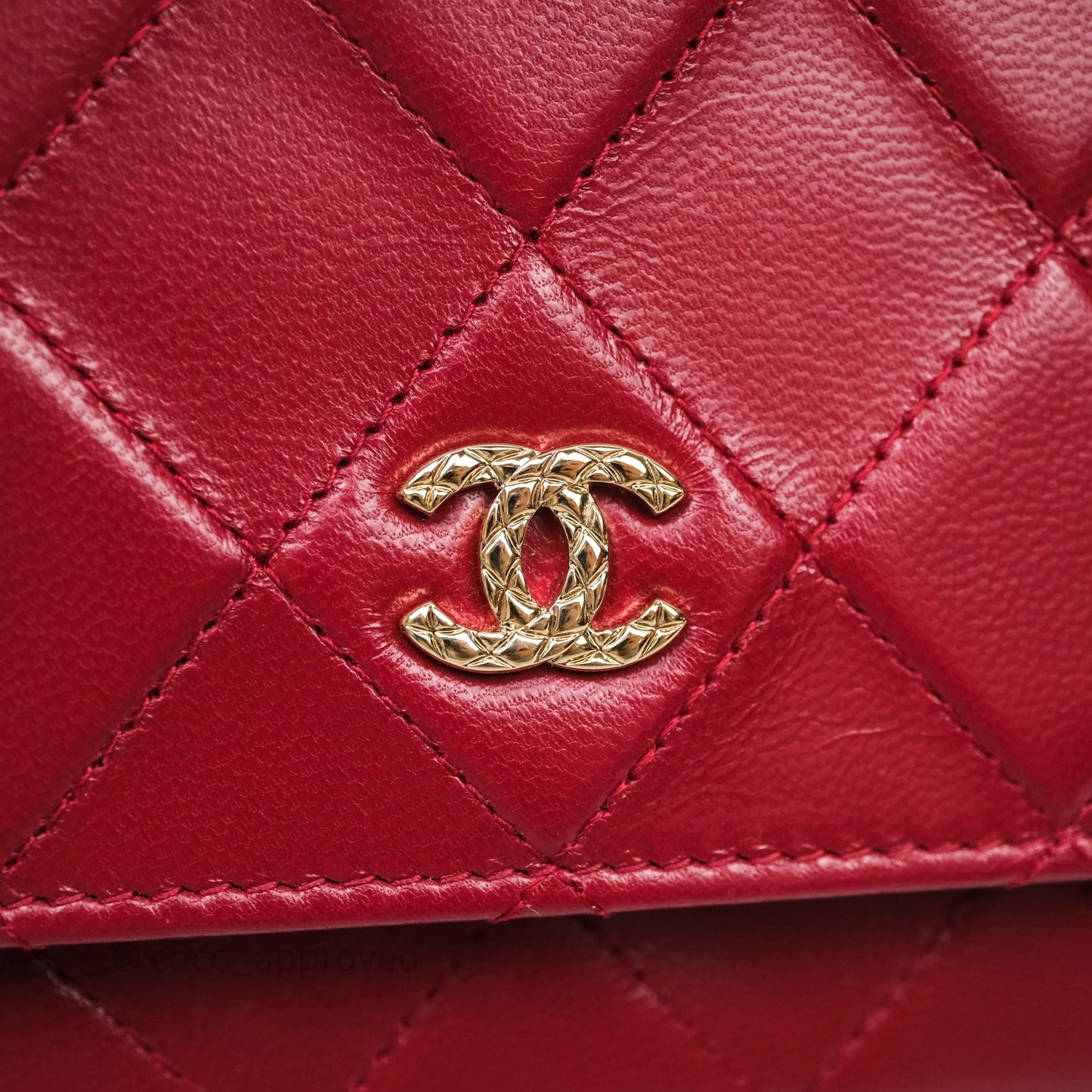 Chanel Wallet On Chain Red Calfskin Bag Gold hardware