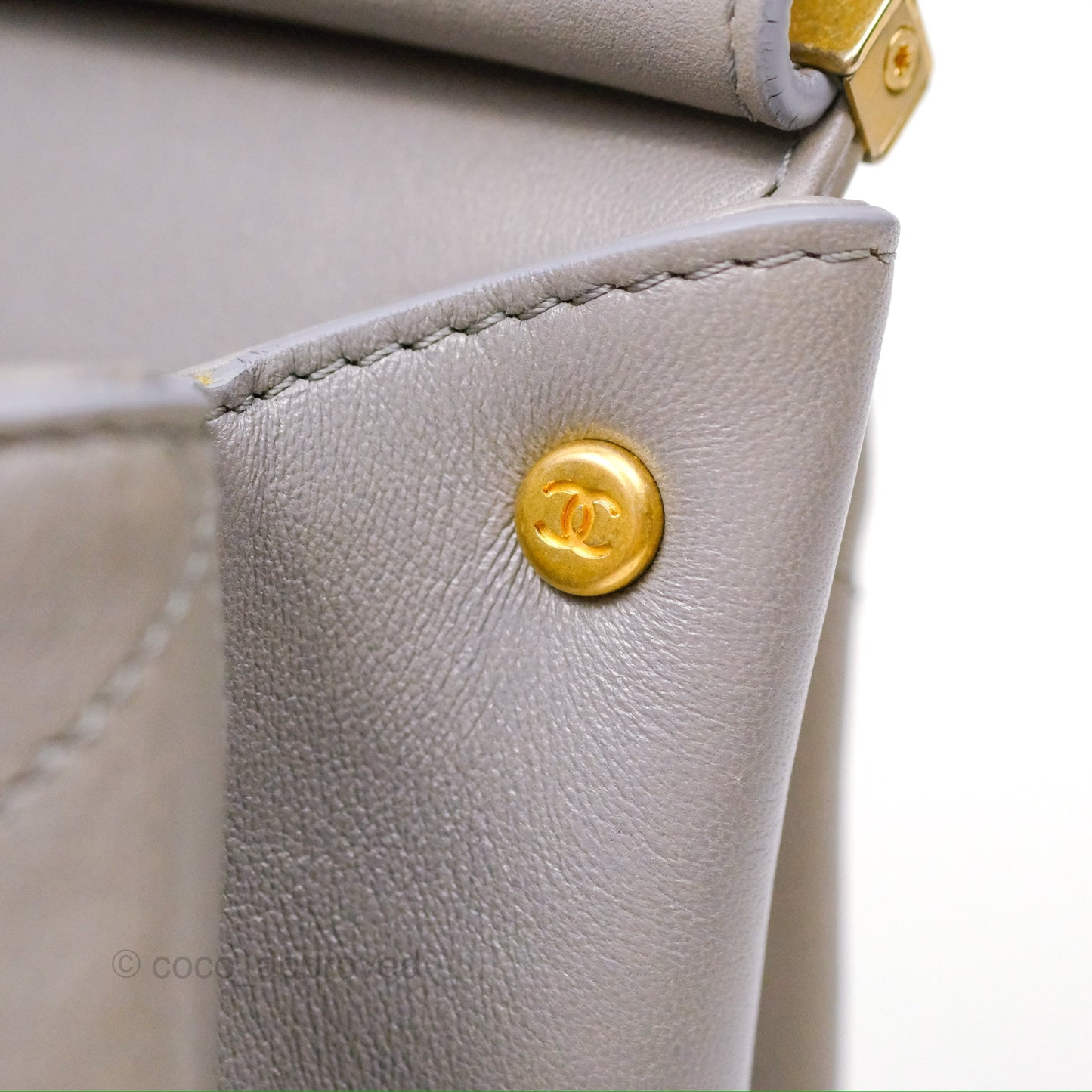 Chanel Small Quilted Coco Luxe Flap Bag Grey Calfskin Aged Gold Hardware