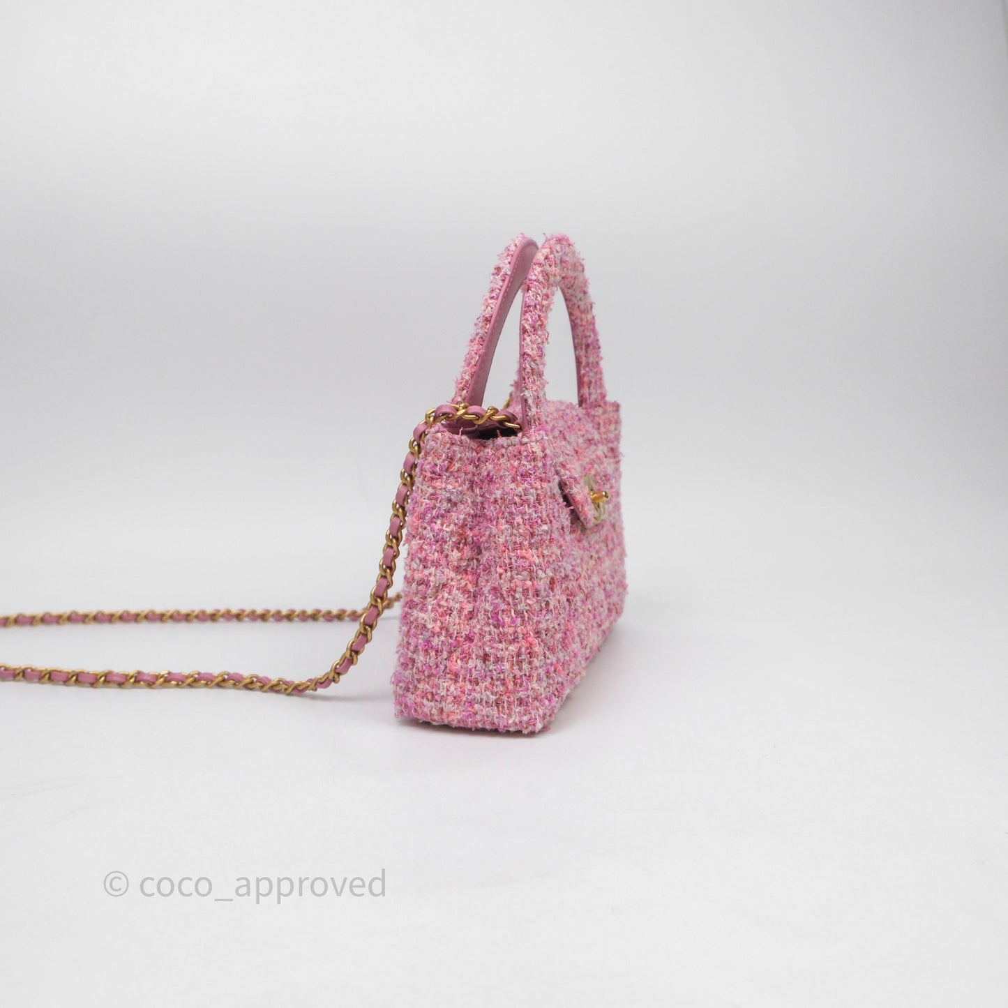 Chanel Kelly Bag Pink Tweed Aged Gold Hardware