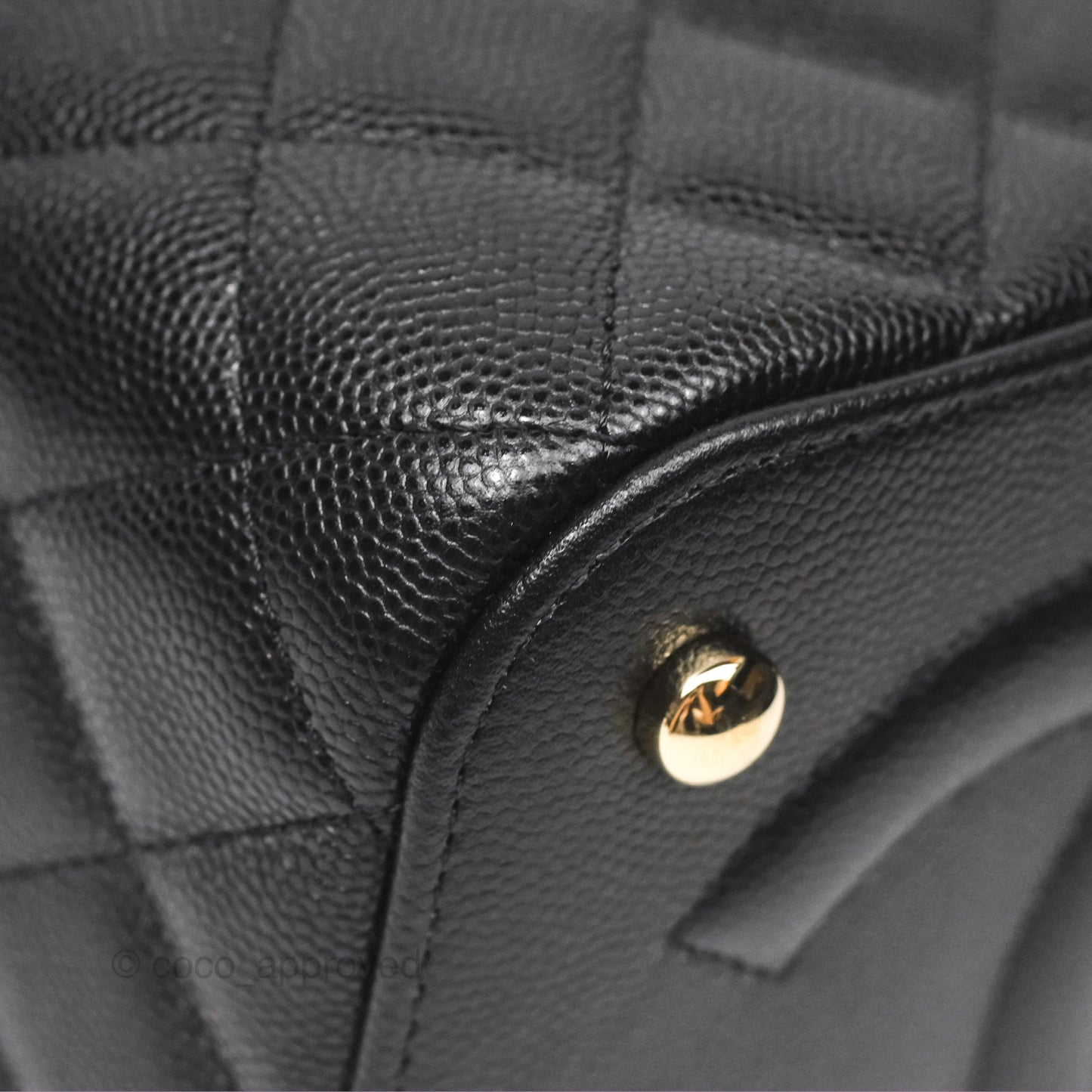Chanel Quilted Top Handle Vanity Case Black Caviar Gold Hardware