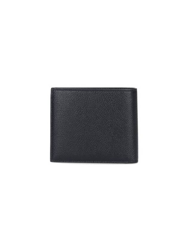 Luxury Balenciaga Logo Print Leather Half Wallet Black
