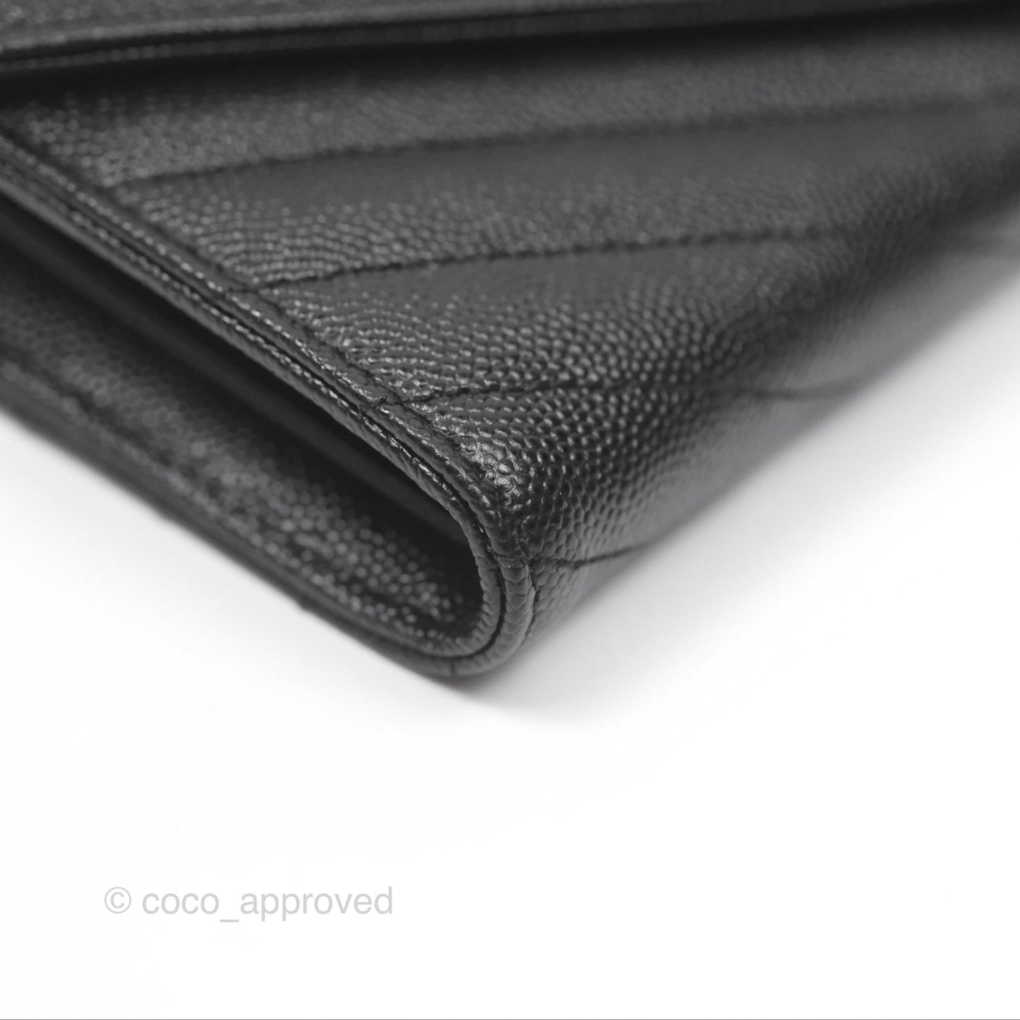 Saint Laurent Cassandre Matelasse Large Flap Wallet Black Grain De Poudre