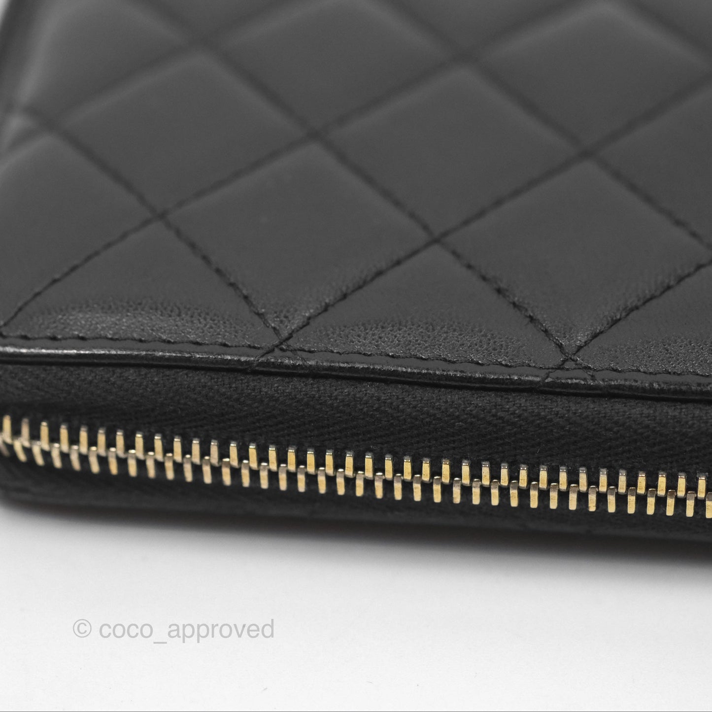 Chanel Zip Around Organiser Wallet Black Lambskin Gold Hardware