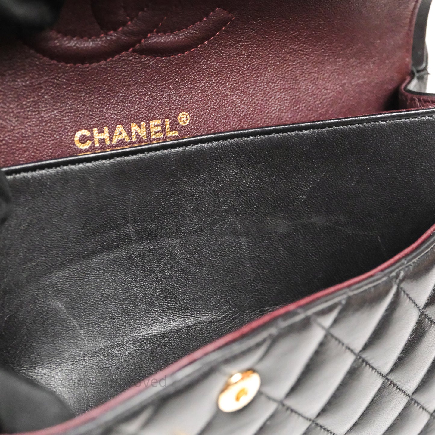 Chanel Classic M/L Medium Flap Quilted Black Lambskin Gold Hardware