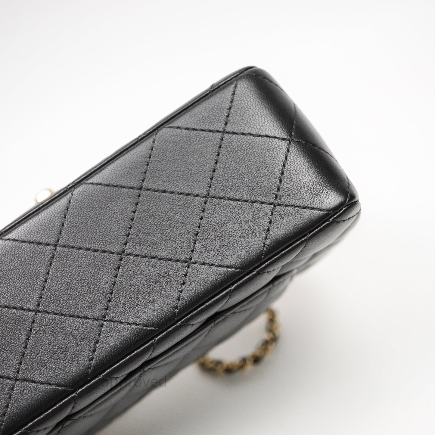 Chanel Top Handle Mini Rectangular Flap Black Lambskin Gold Hardware