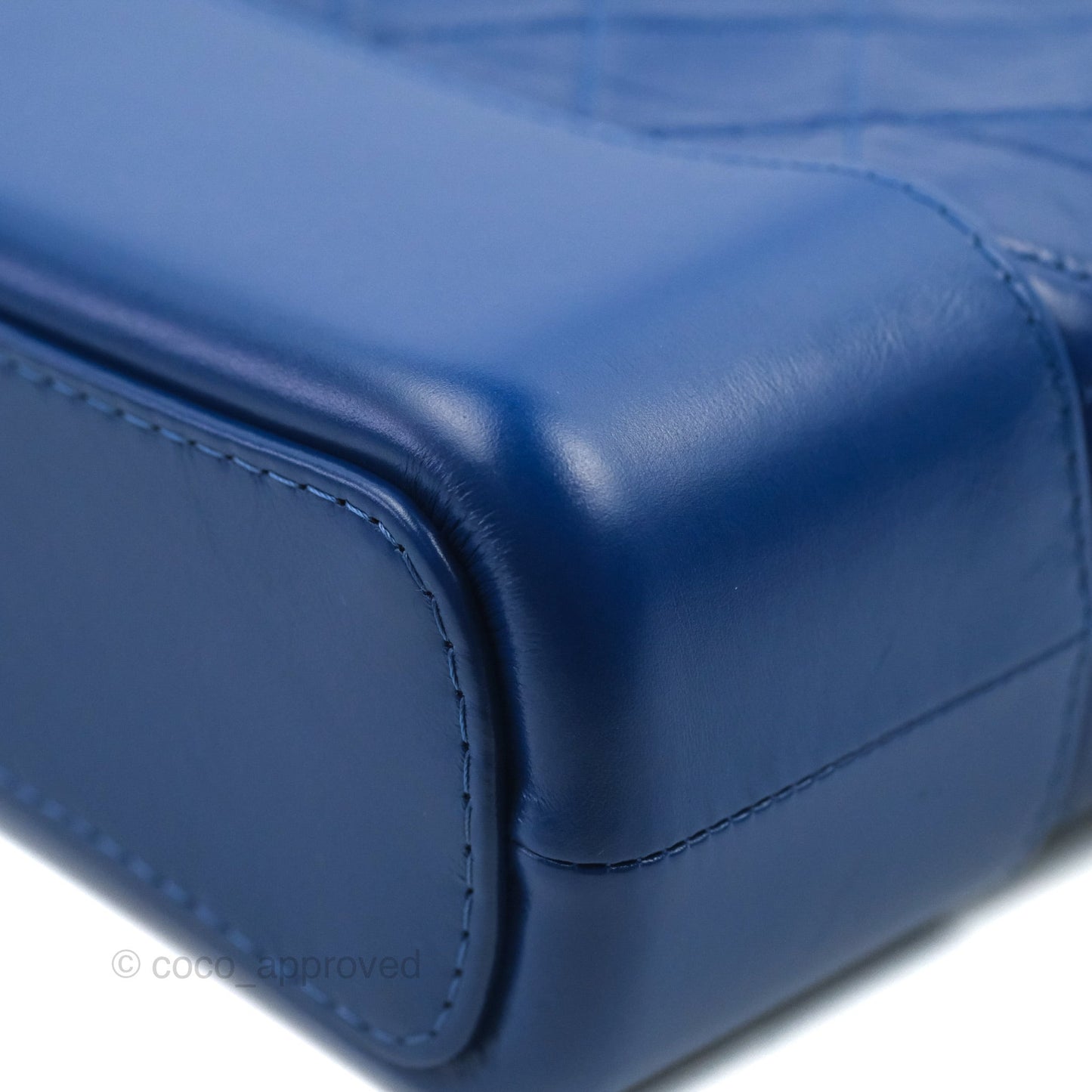 Chanel New Medium Gabrielle Blue Logo Handle Aged Calfskin Mixed Hardware