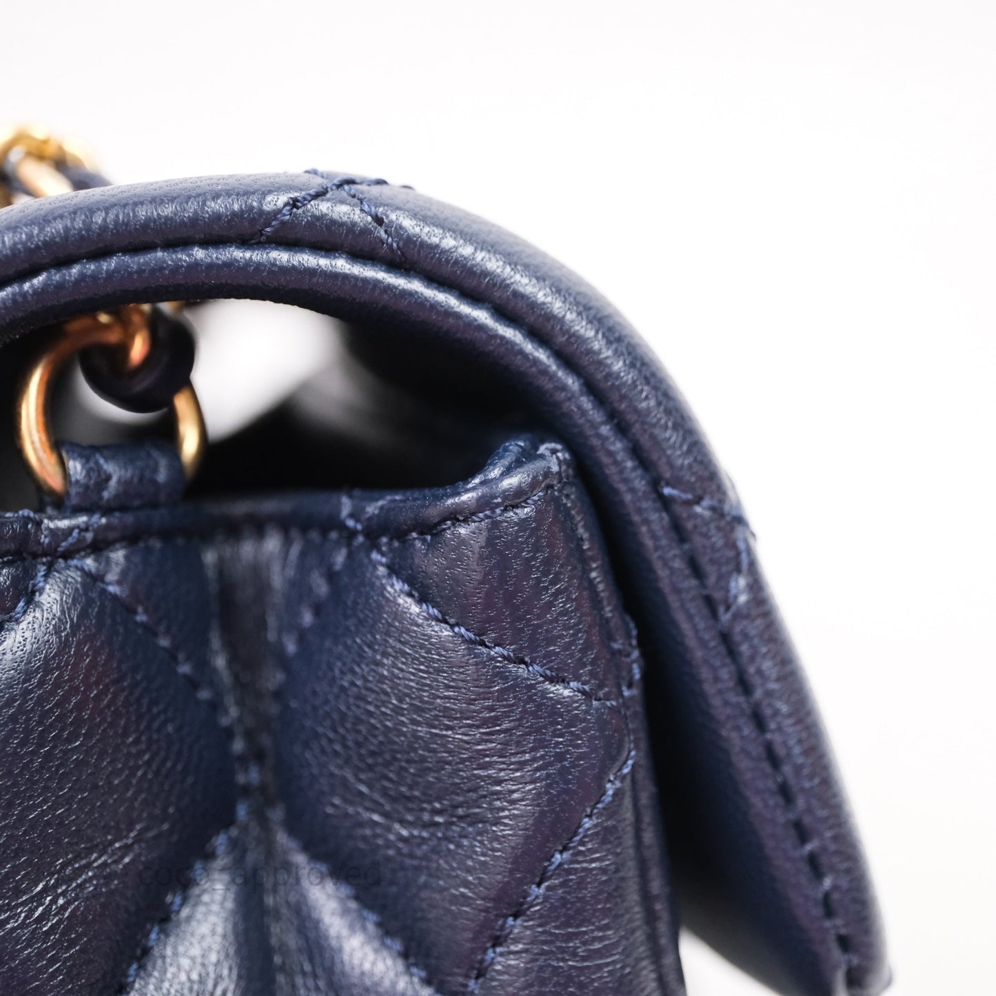 Chanel Mini Rectangular Pearl Crush Navy Lambskin Aged Gold Hardware