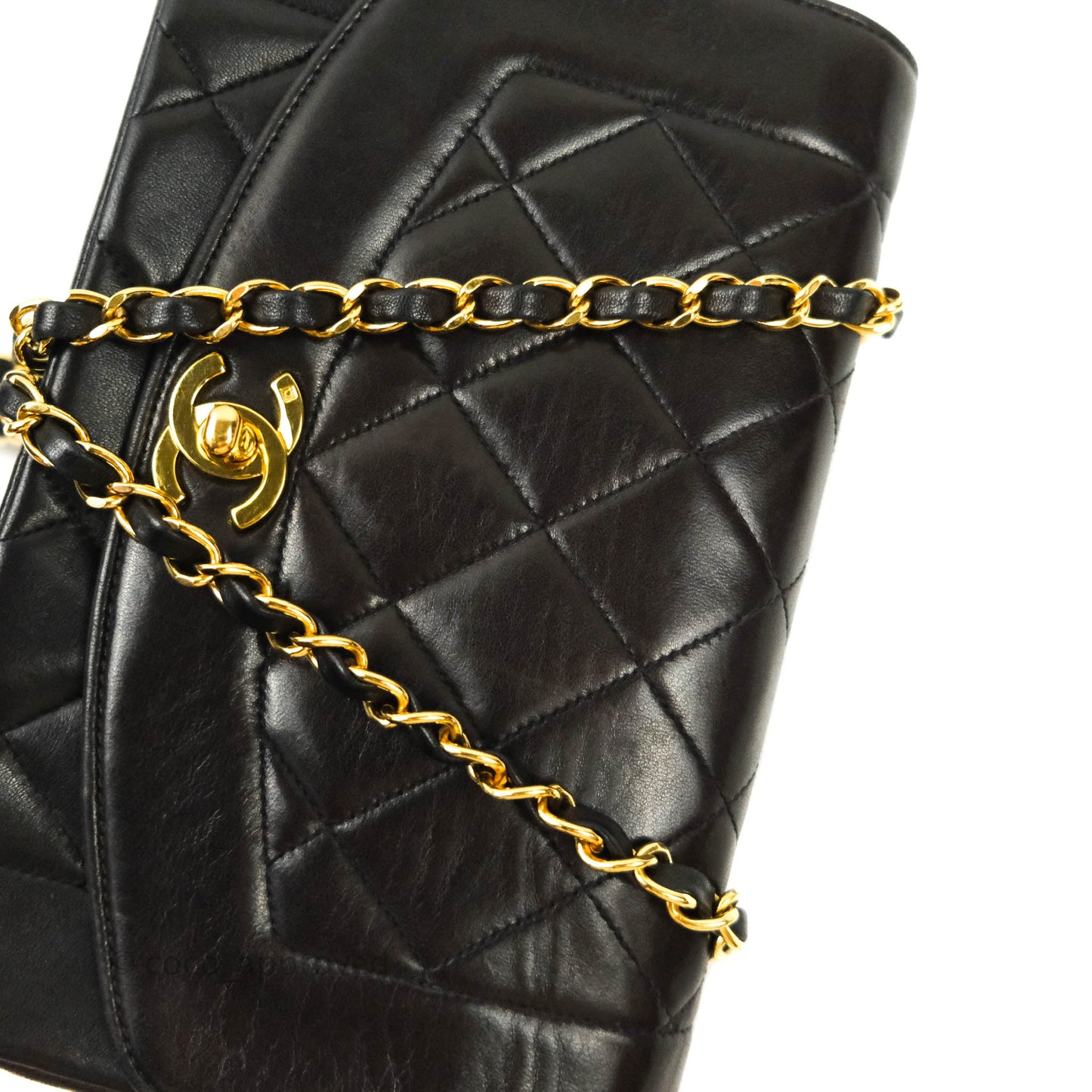 Chanel Vintage Classic Small Diana Flap Bag Black Lambskin 24K Gold Hardware