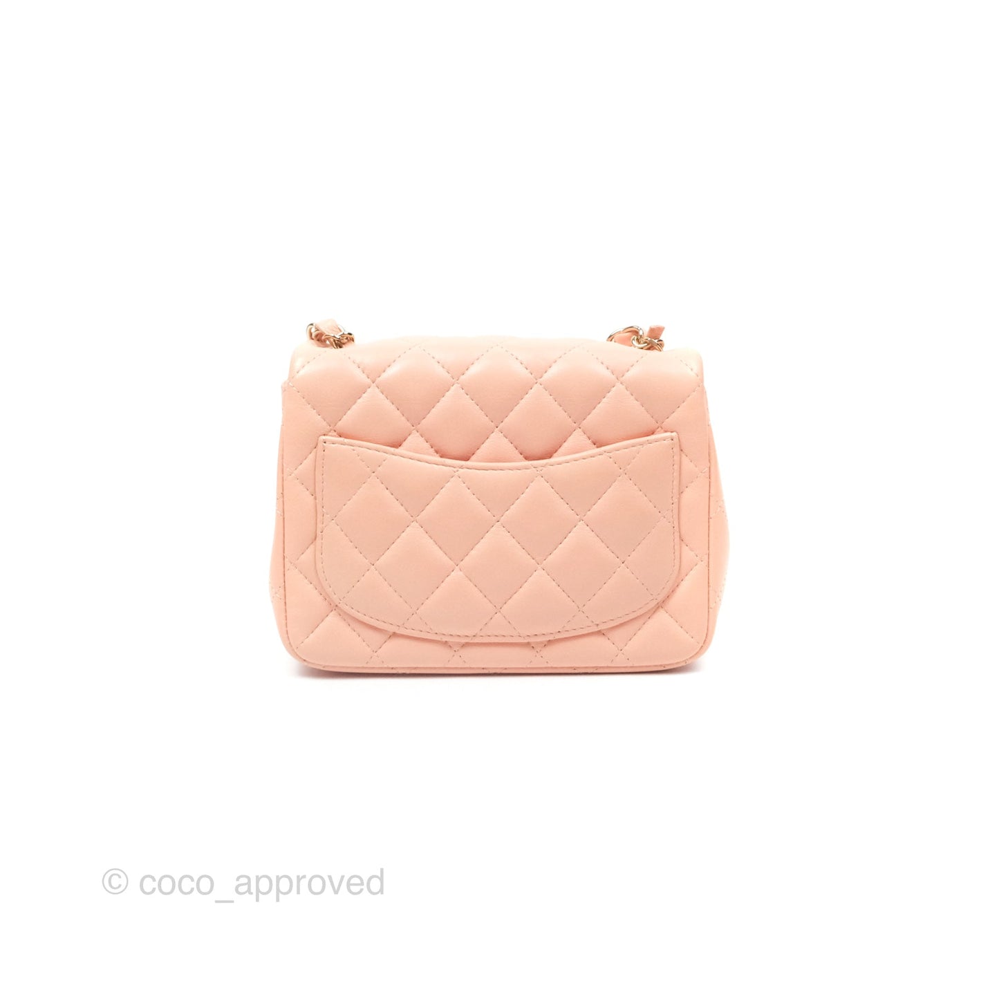 Chanel Quilted Mini Square Lambskin Light Beige Pink Gold Hardware