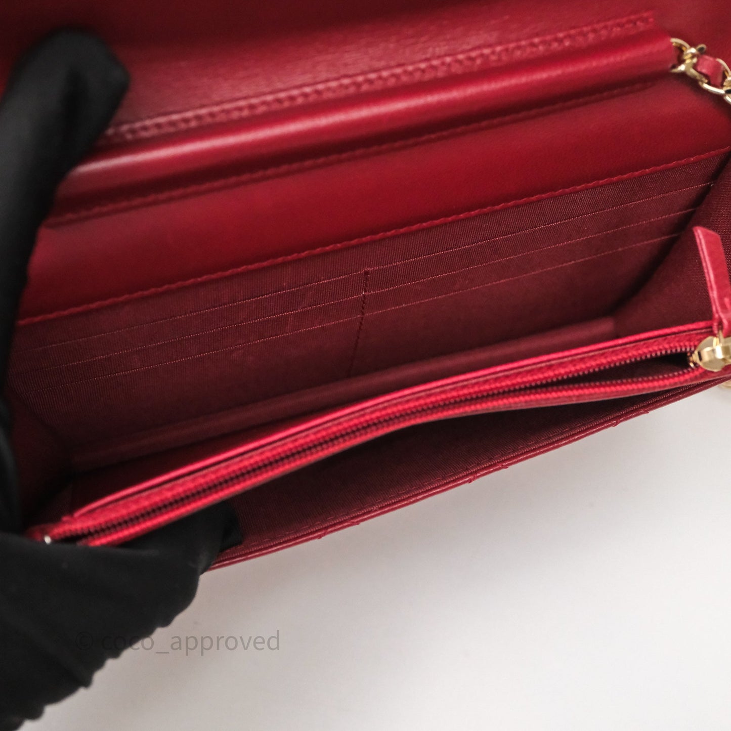 Chanel Wallet On Chain Red Calfskin Bag Gold hardware