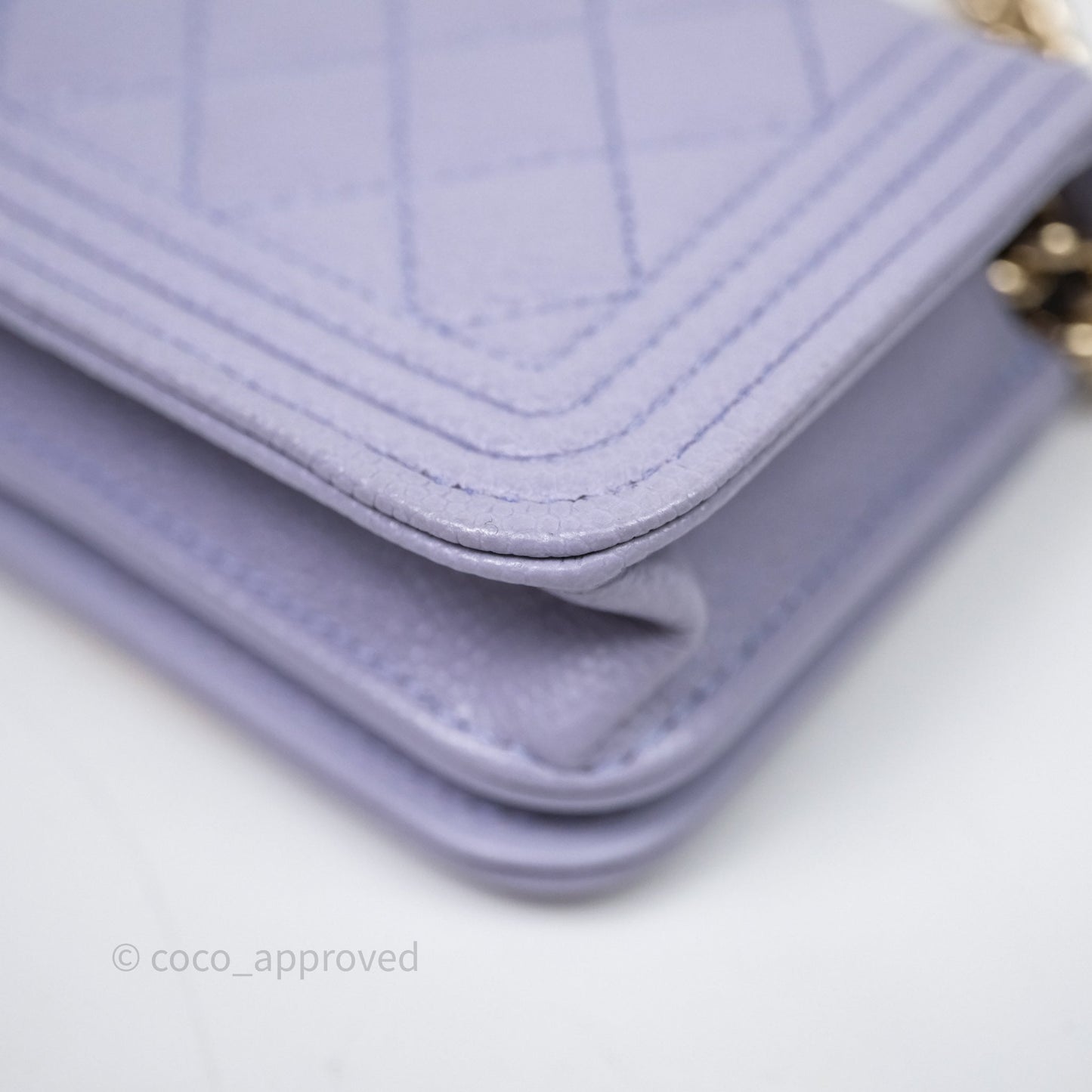 Chanel Quilted Boy Belt Bag Purple Caviar Gold Hardware