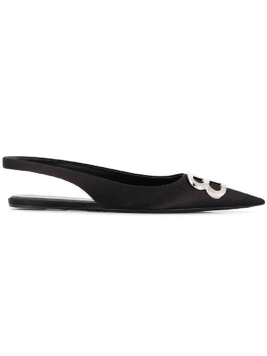 Luxury Balenciaga BB Logo Slingback Flat Black