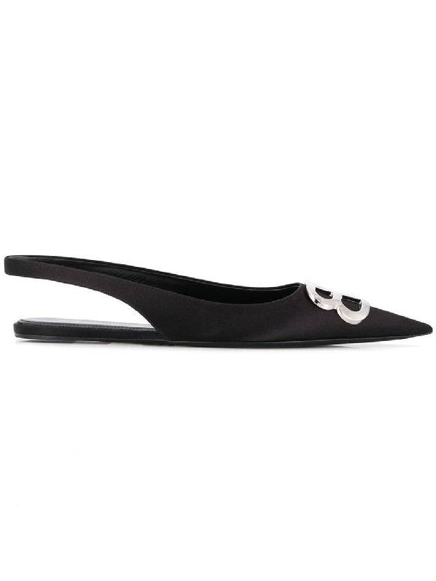 Luxury Balenciaga BB Logo Slingback Flat Black
