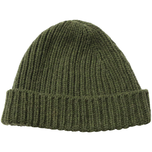Luxury Bottega Veneta Ribbed Beanie in Green Cashmere