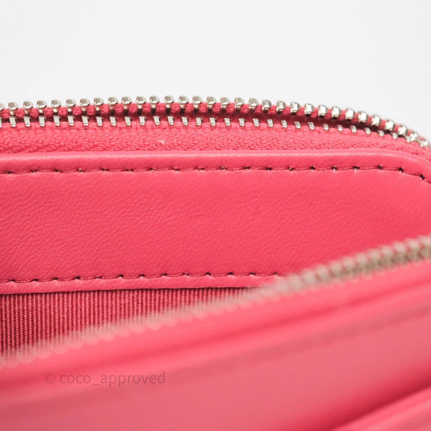 Chanel Double Zip Clutch On Chain Dark Pink Lambskin Silver Hardware