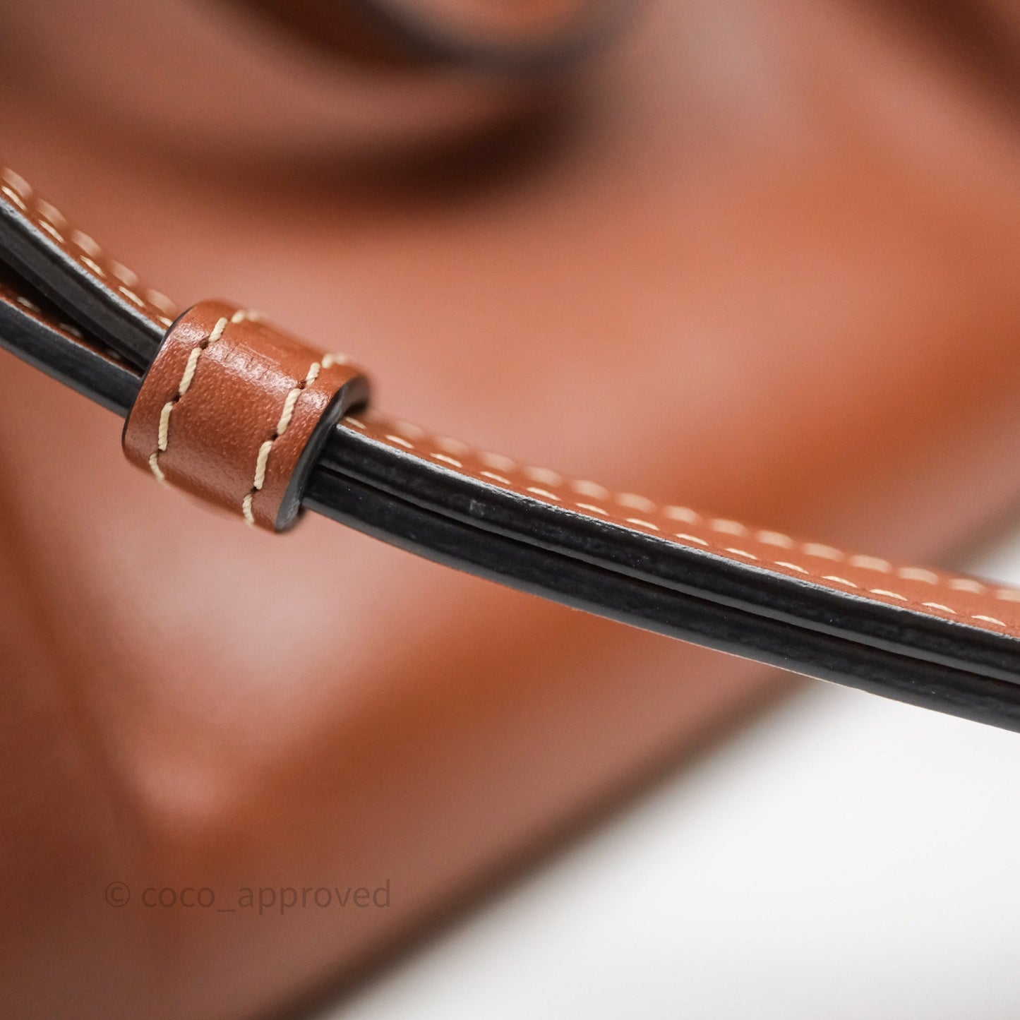 Celine Drawstring Cabas Tote Bag Triomphe in Grained Calfskin Tan