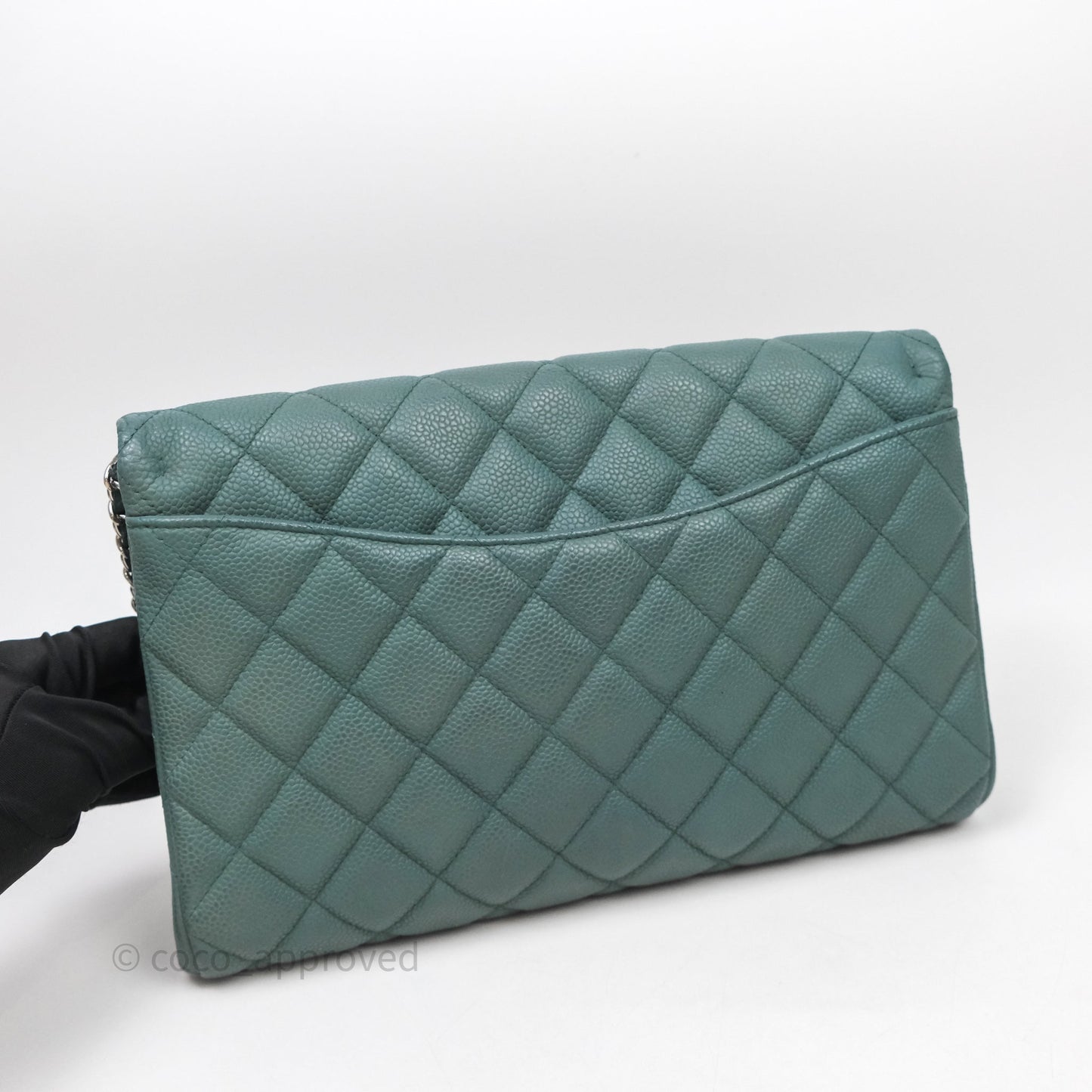 Chanel Quilted Clutch with Chain Green Caviar Gold Hardware