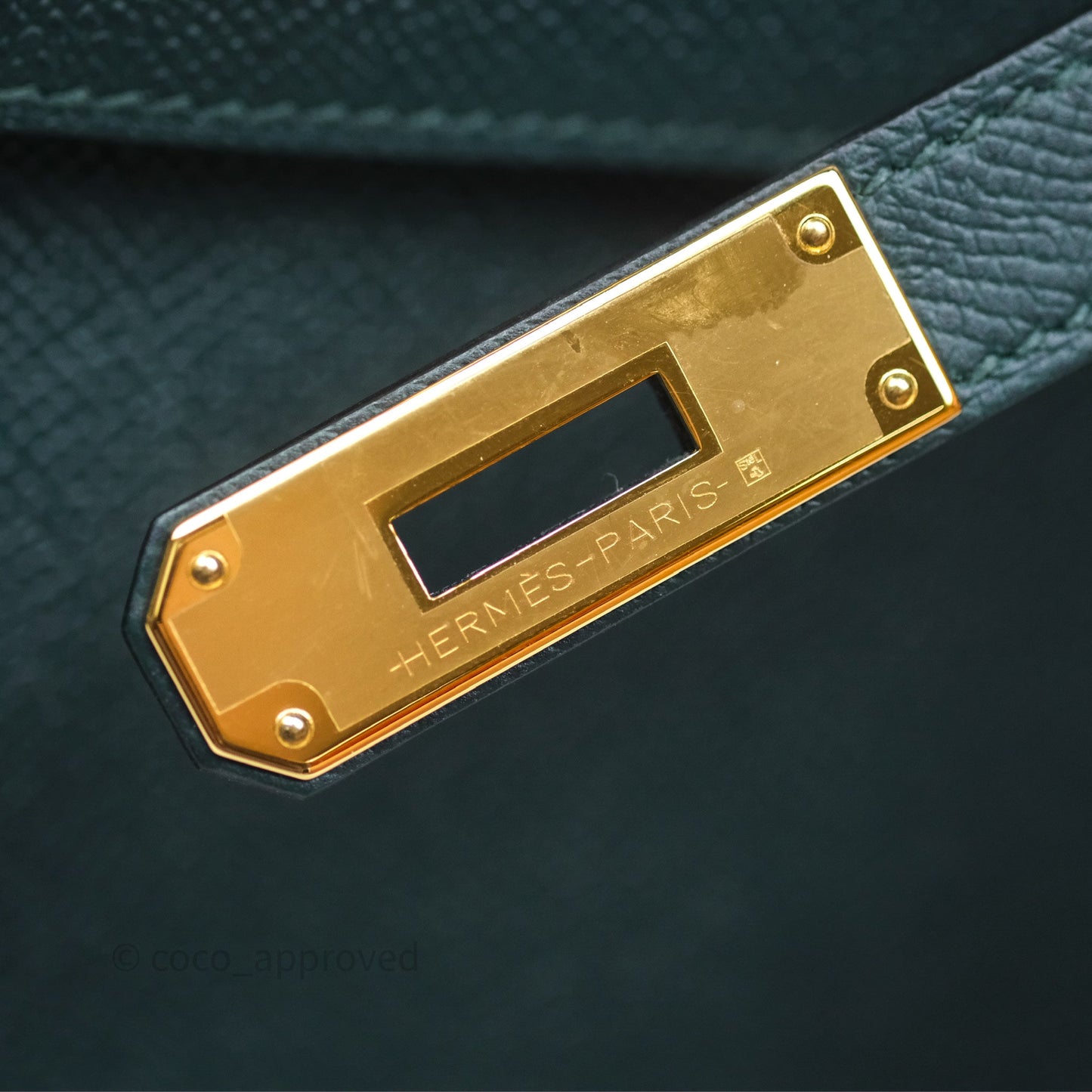 Hermès Kelly 28 Sellier Vert Cypres 6O Epsom Gold Hardware