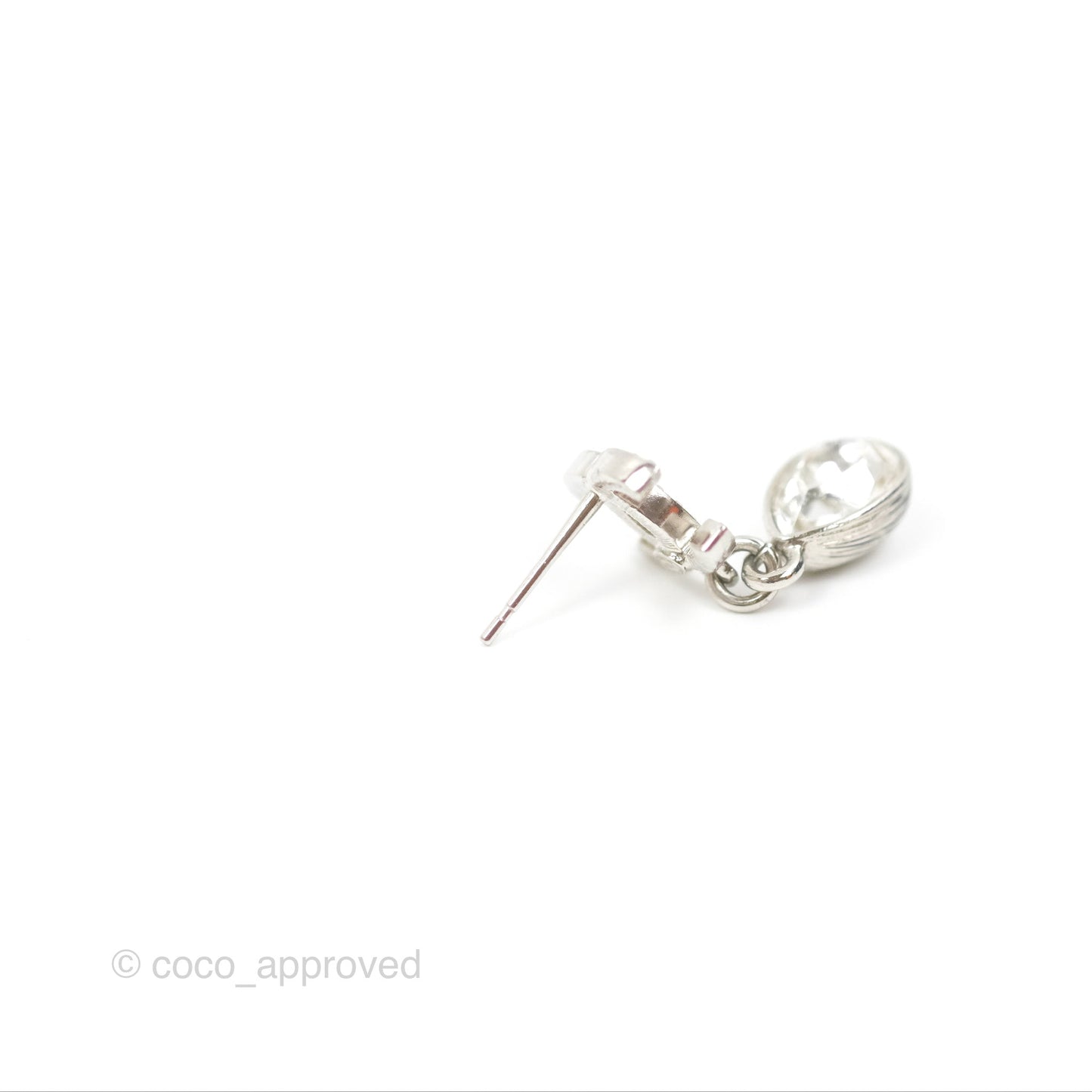 Chanel Crystal CC Tear Resin Drop Earrings Silver Hardware 21K