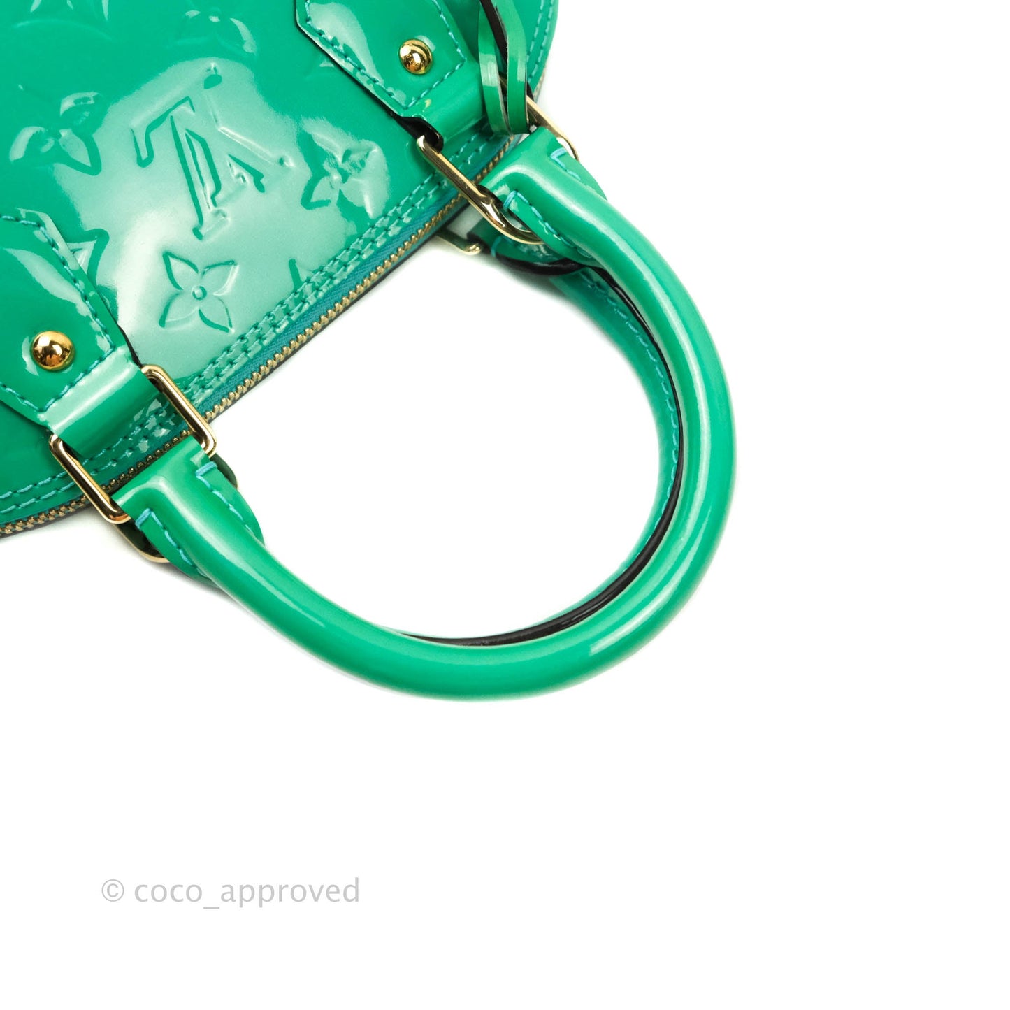Louis Vuitton Alma BB Monogram Green Patent Gold Hardware